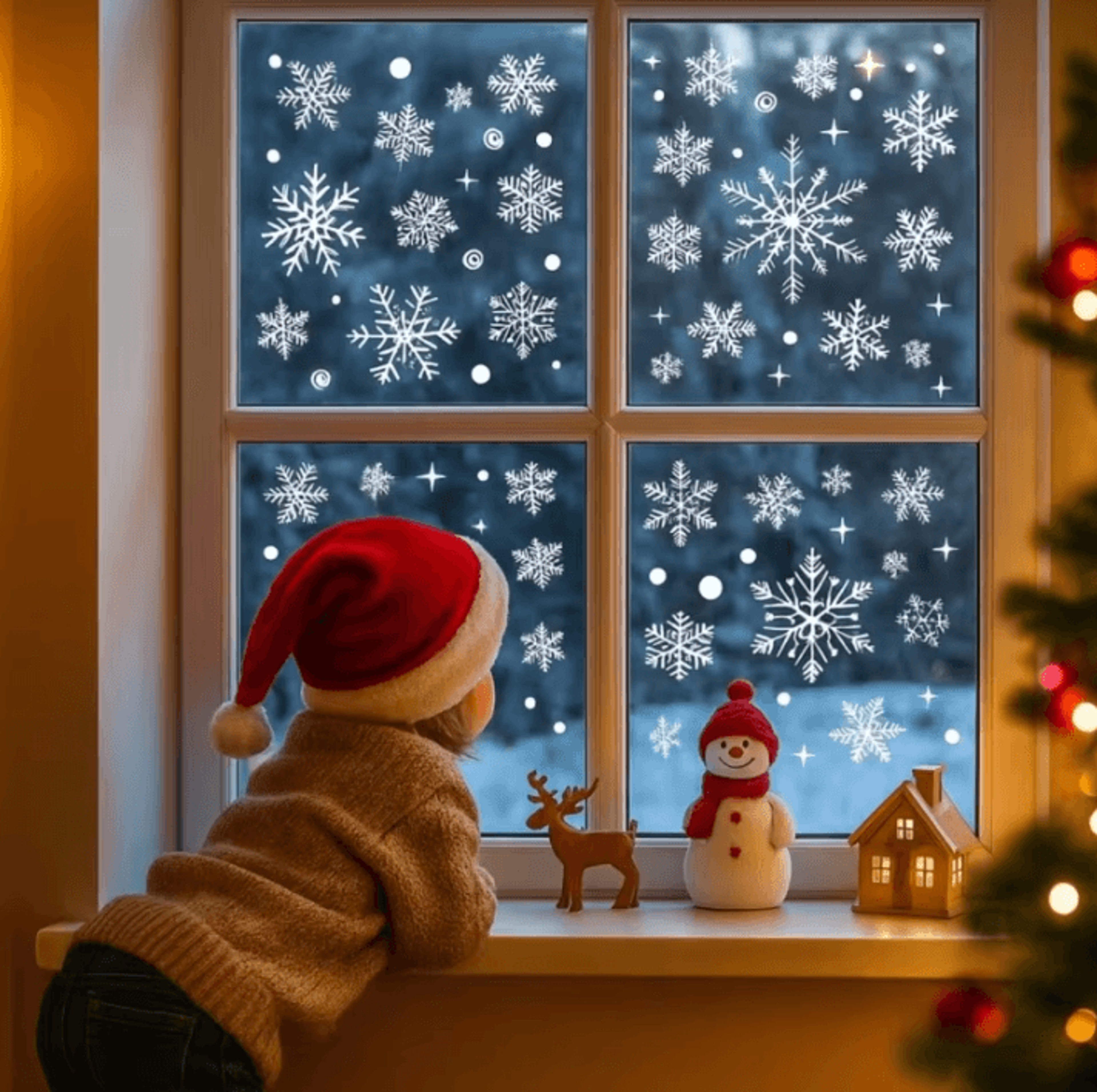 Christmas Snowflake Window Stickers  Reusable Snowflake Window Cling Decals Holiday Decor 2
