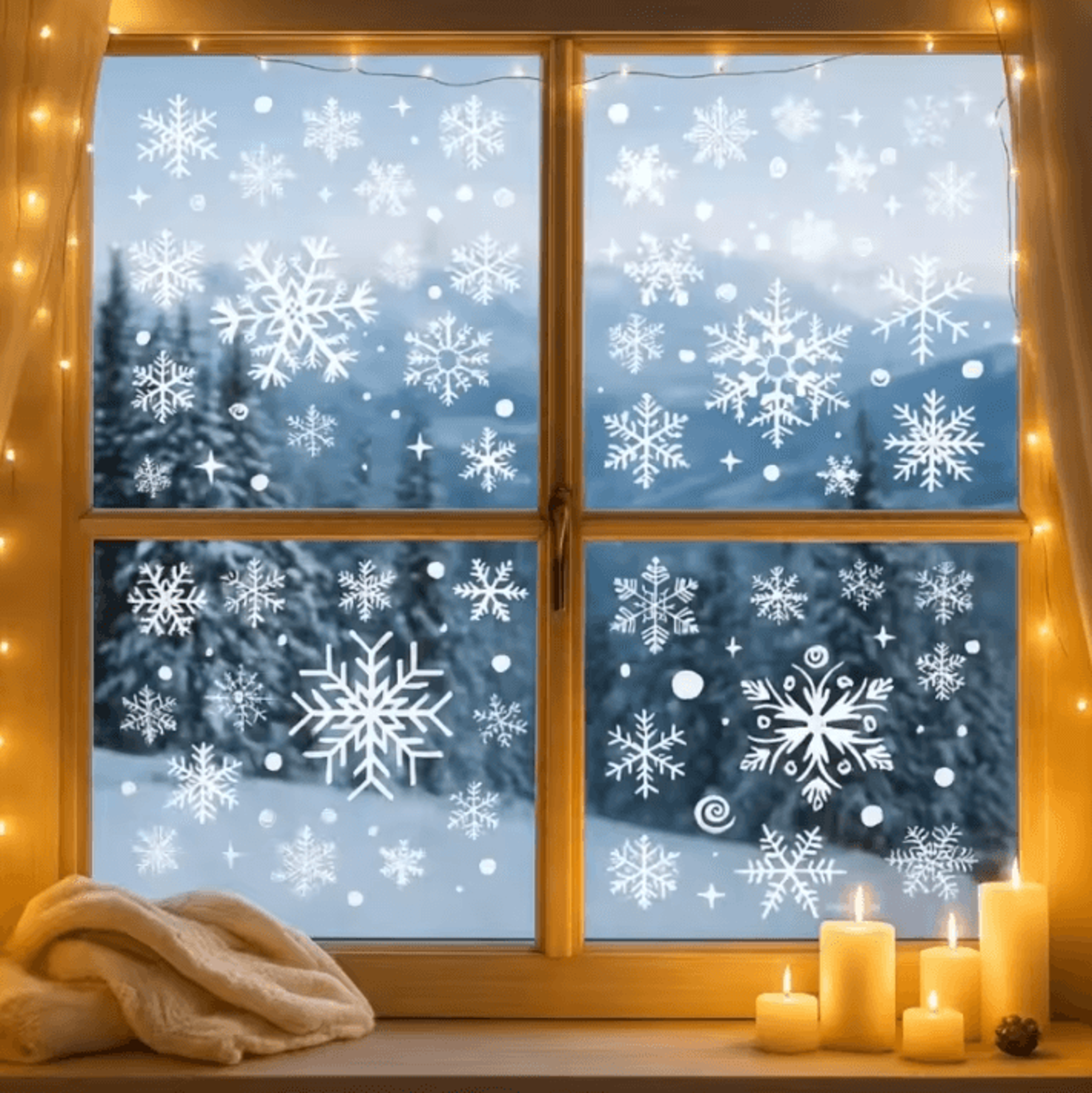 Christmas Snowflake Window Stickers  Reusable Snowflake Window Cling Decals Holiday Decor 3