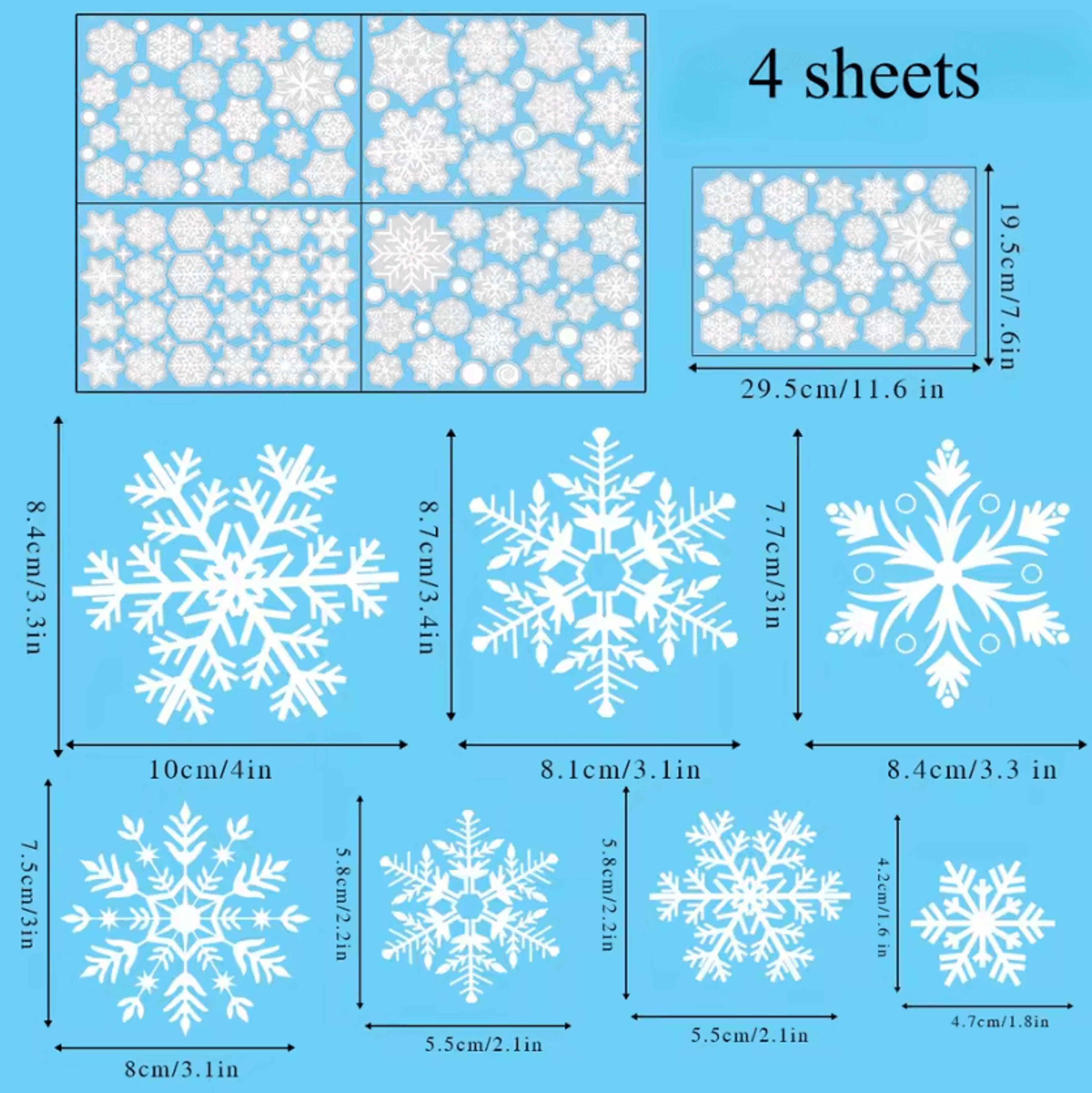 Christmas Snowflake Window Stickers  Reusable Snowflake Window Cling Decals Holiday Decor 4