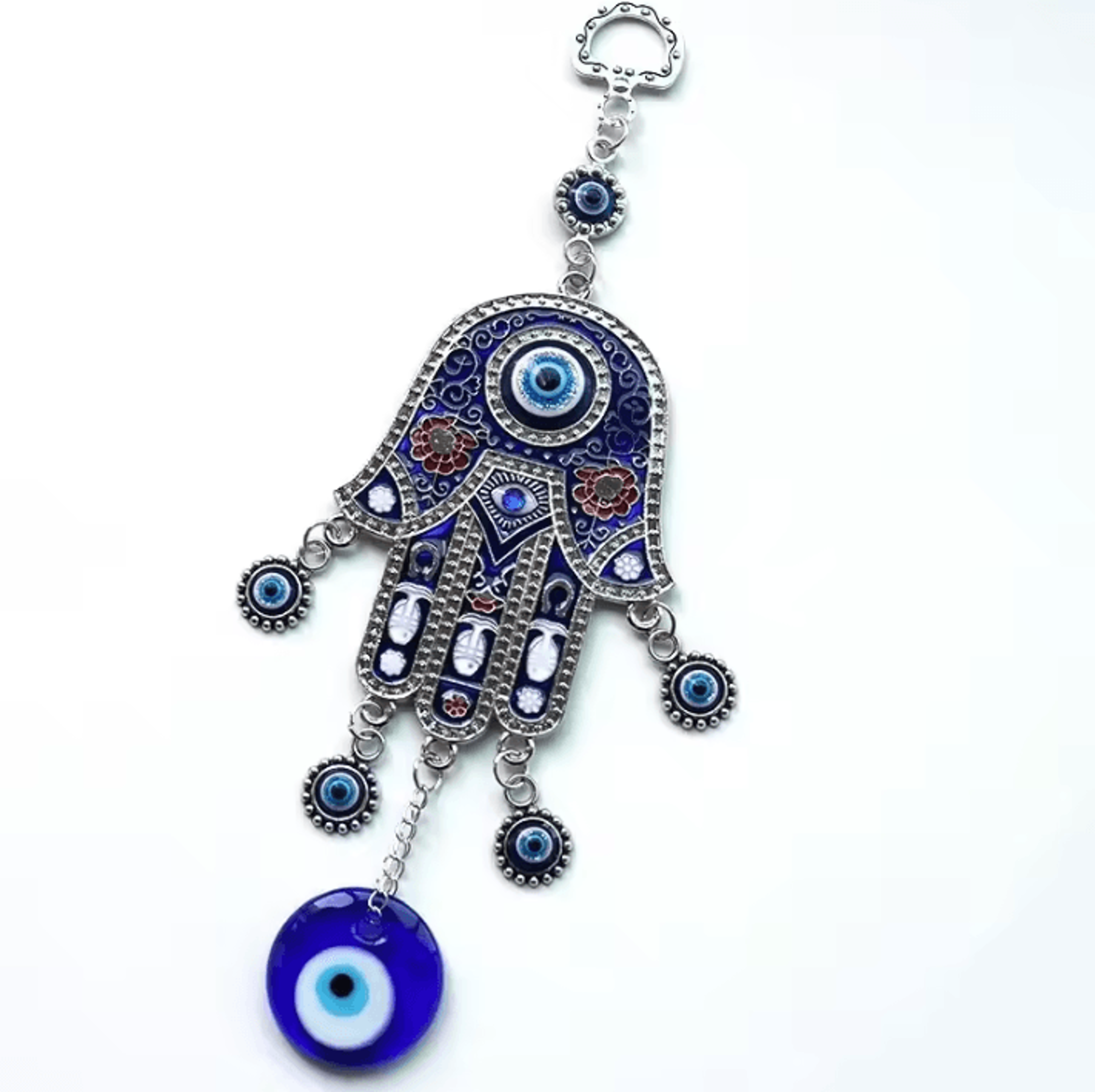 Hamsa Fatima Hand Wind Chime Decor  Blue Eye Evil Eye Hanging Ornament 2