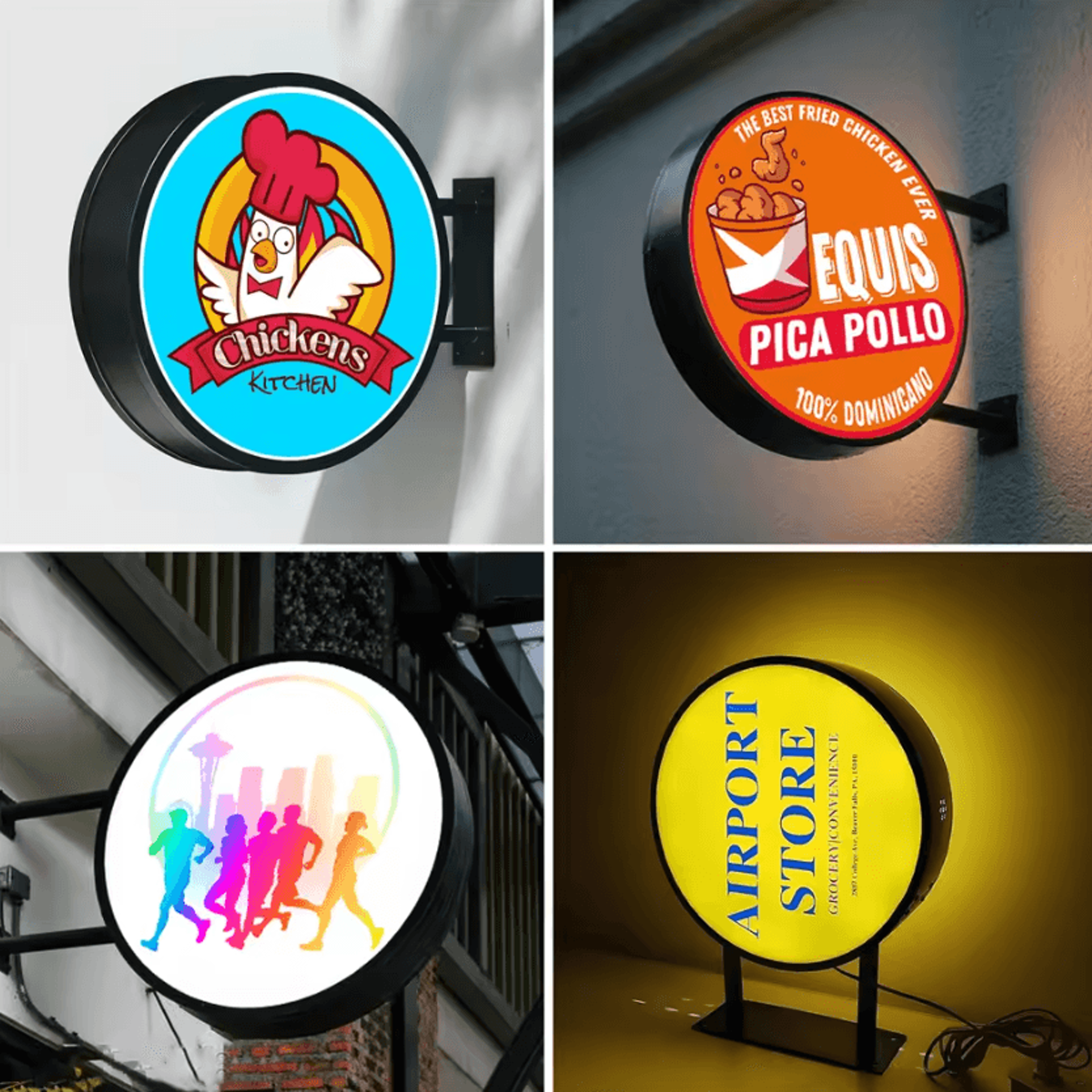 Custom Round LED Light Box Sign  DoubleSided Illuminated Business Logo Display 5