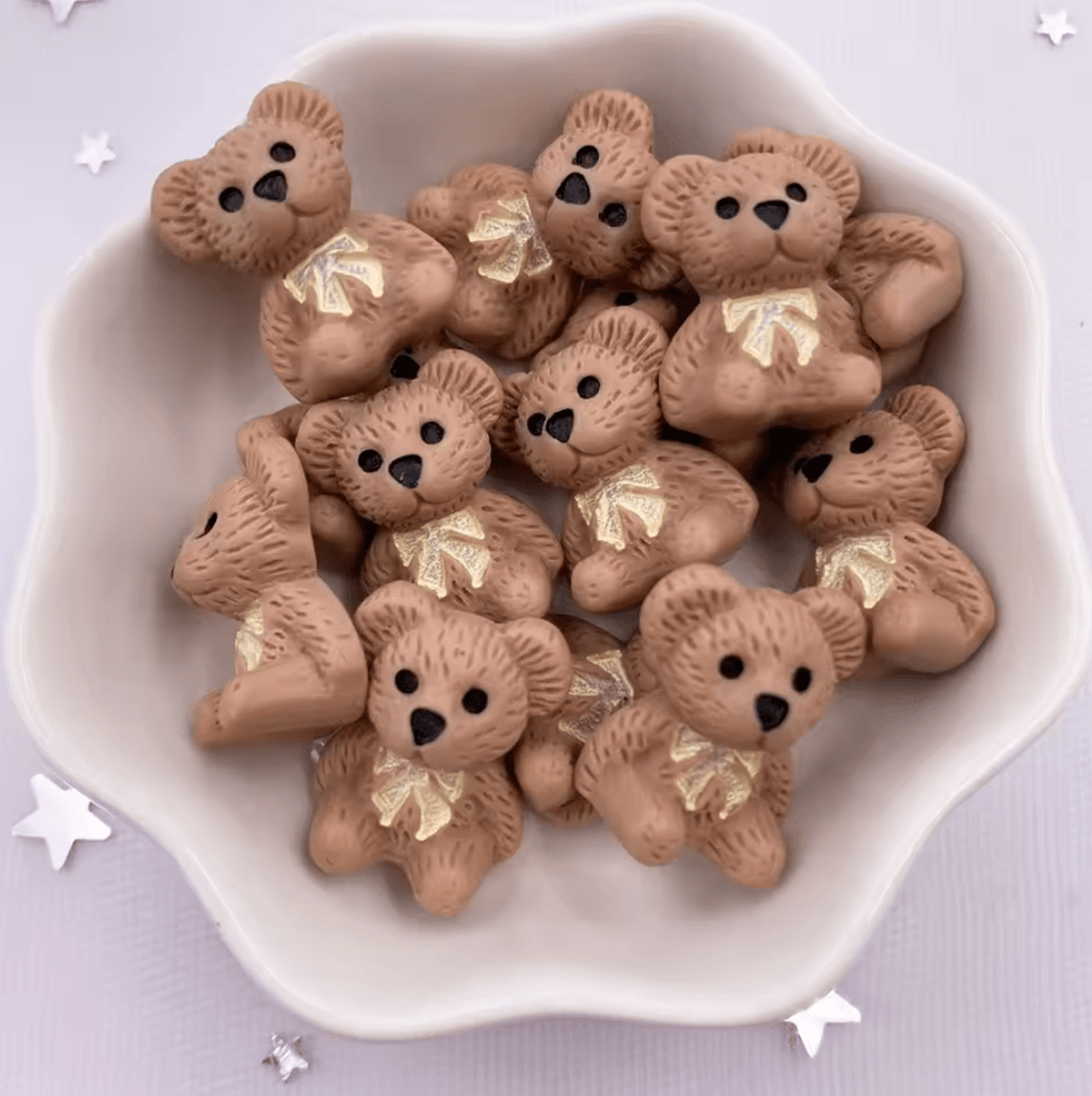 Kawaii HandPainted Resin Bear Flatback Set  Colorful DIY Craft Mini Figurines 10PCS 4