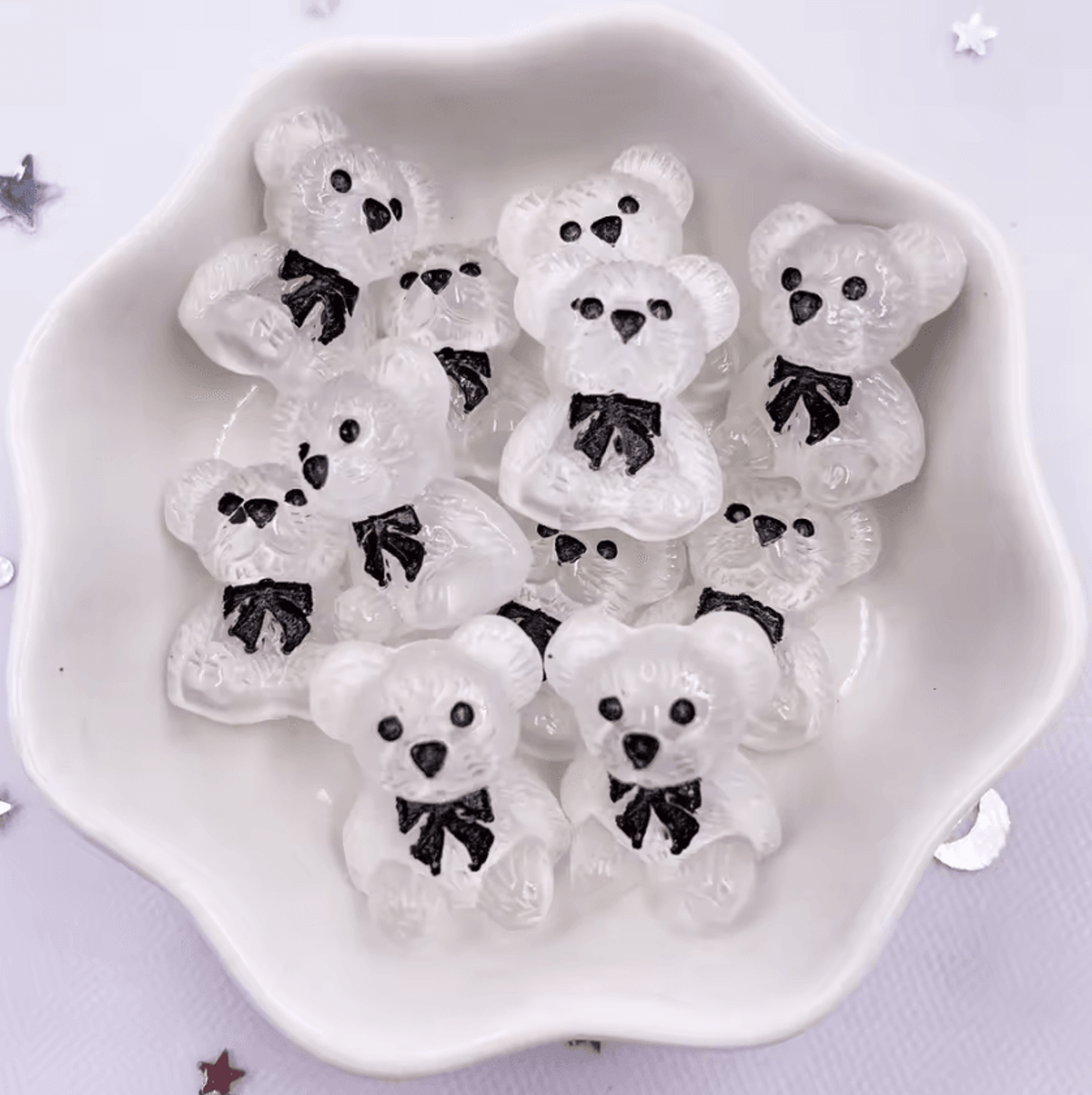 Kawaii HandPainted Resin Bear Flatback Set  Colorful DIY Craft Mini Figurines 10PCS 8
