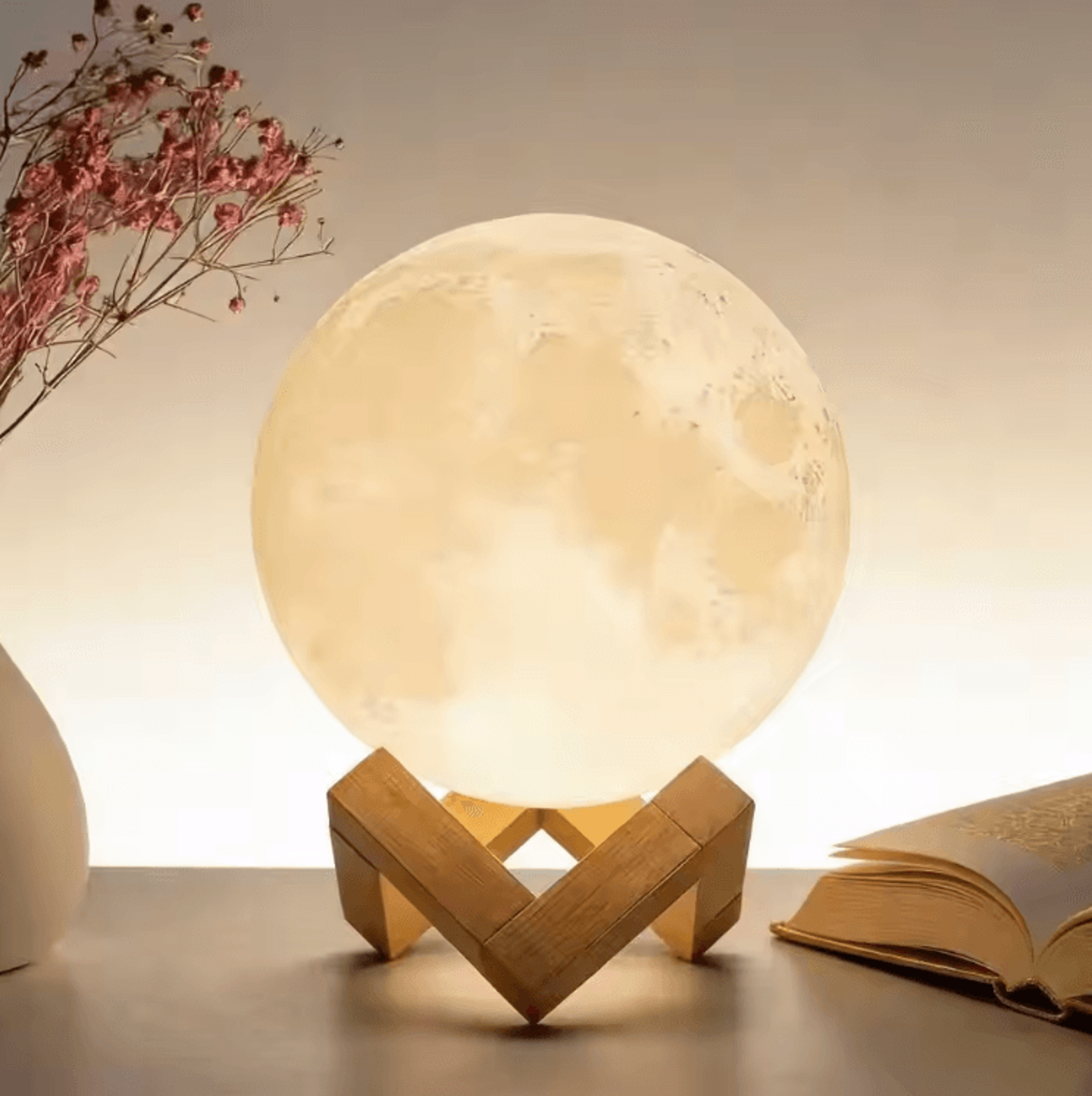 DIY Galaxy Moon Lamp Kit  Paintable Planet Night Light With Stand 8cm 0