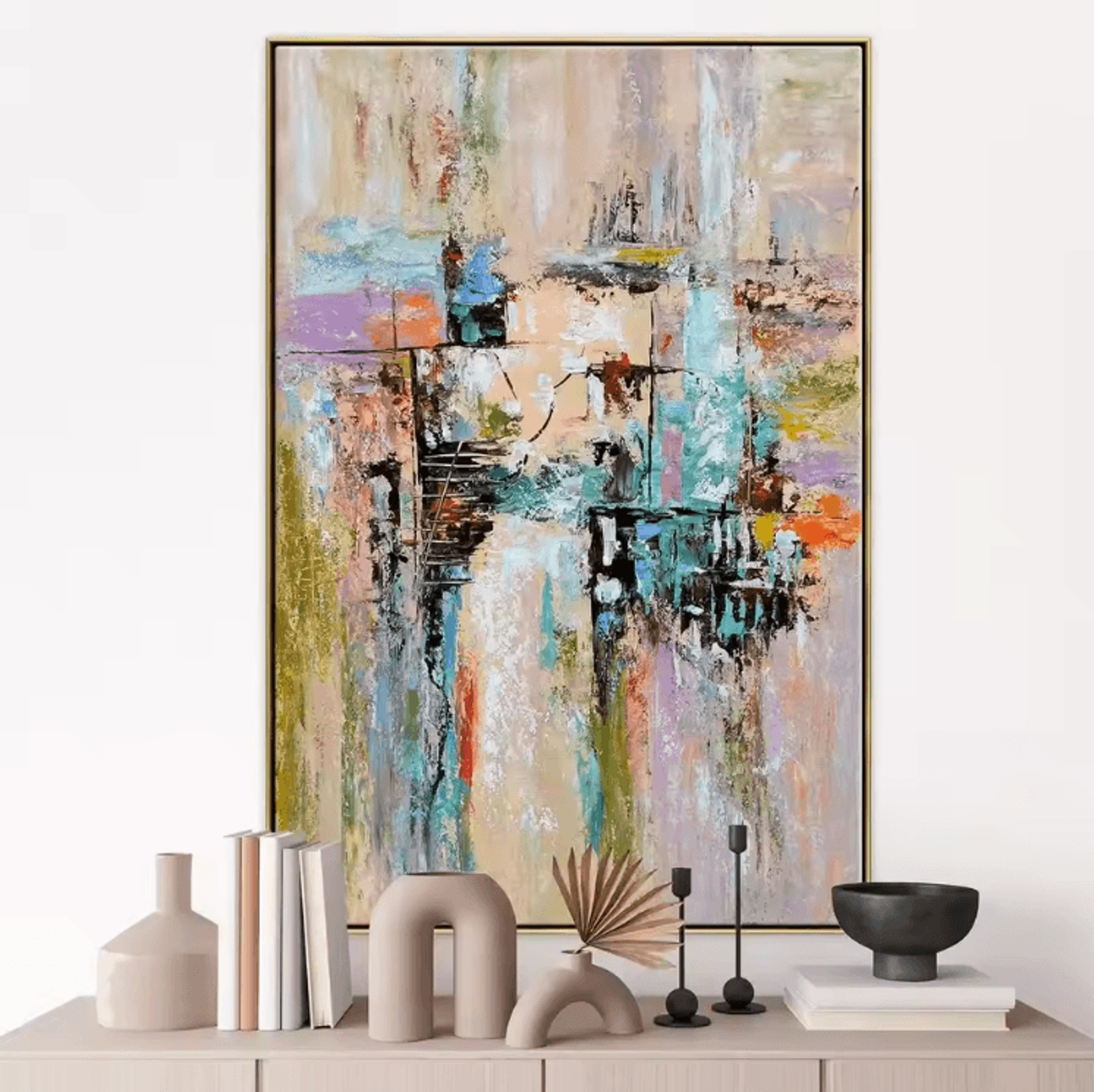Large Gold Textured Abstract Canvas  Handmade Minimalist Wall Art Decor 5