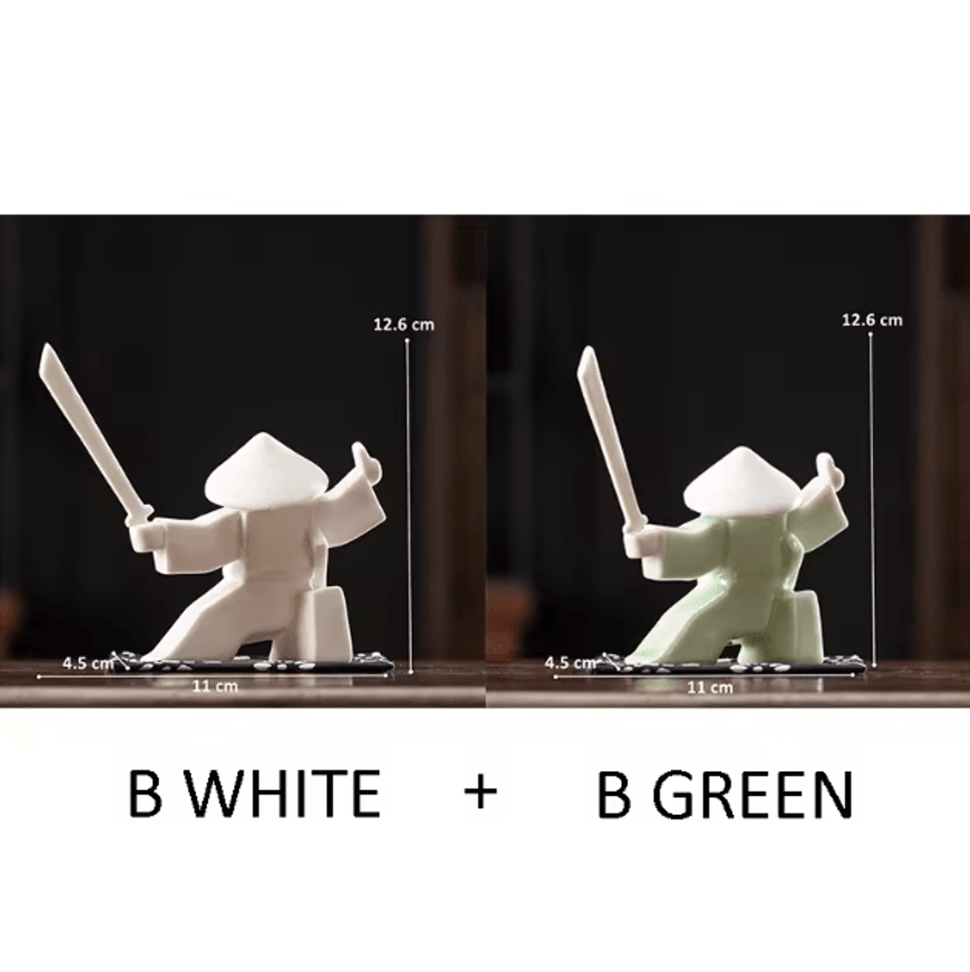 White Ceramic Samurai Figurine  Minimalist Geometric Oriental Warrior Decor 9