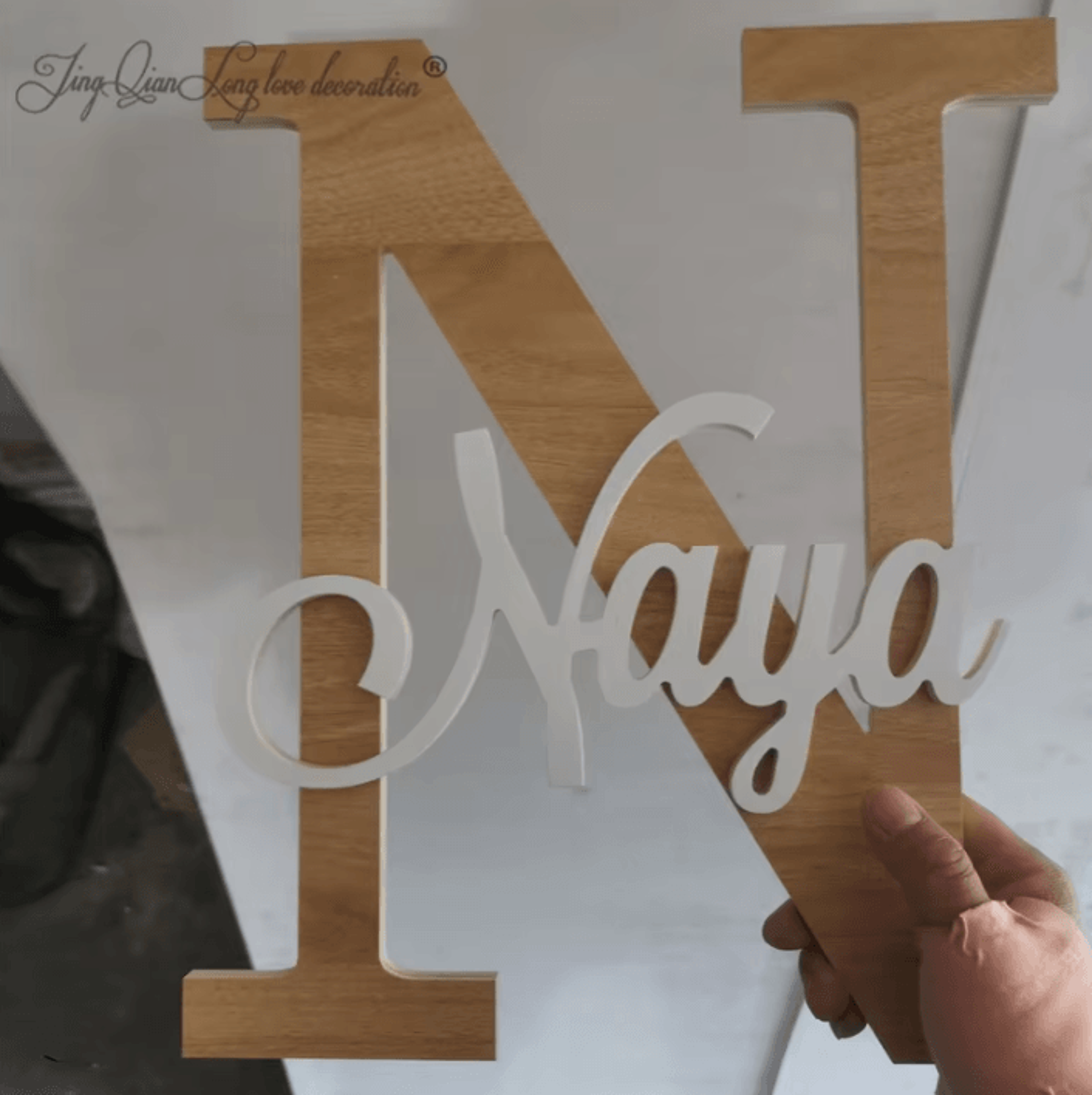 Custom Script Wooden Name Letters  Personalized Nursery Wall Decor Sign 1