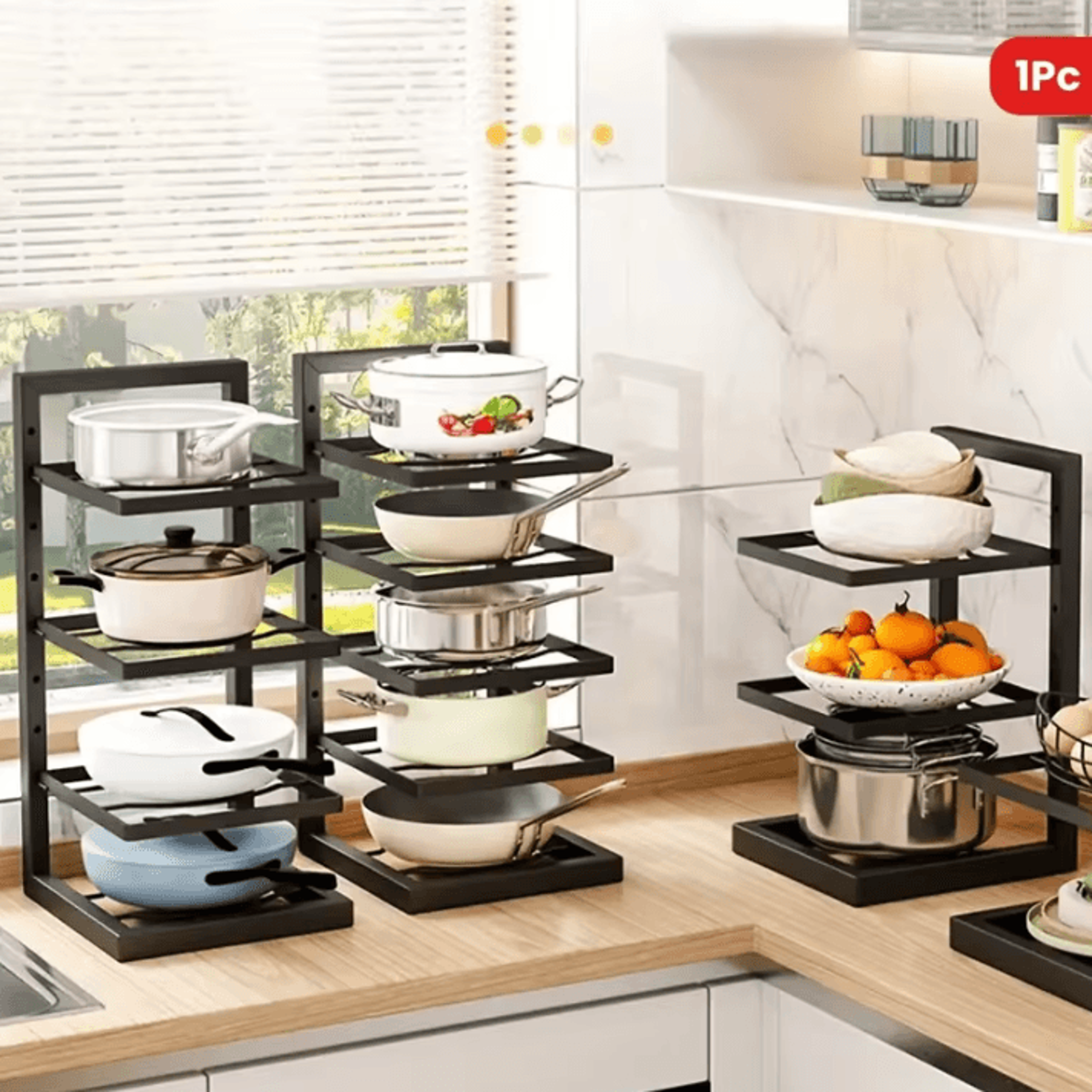 Adjustable 34Tier Under Sink Storage Rack  Stainless Steel Cabinet Organizer 0