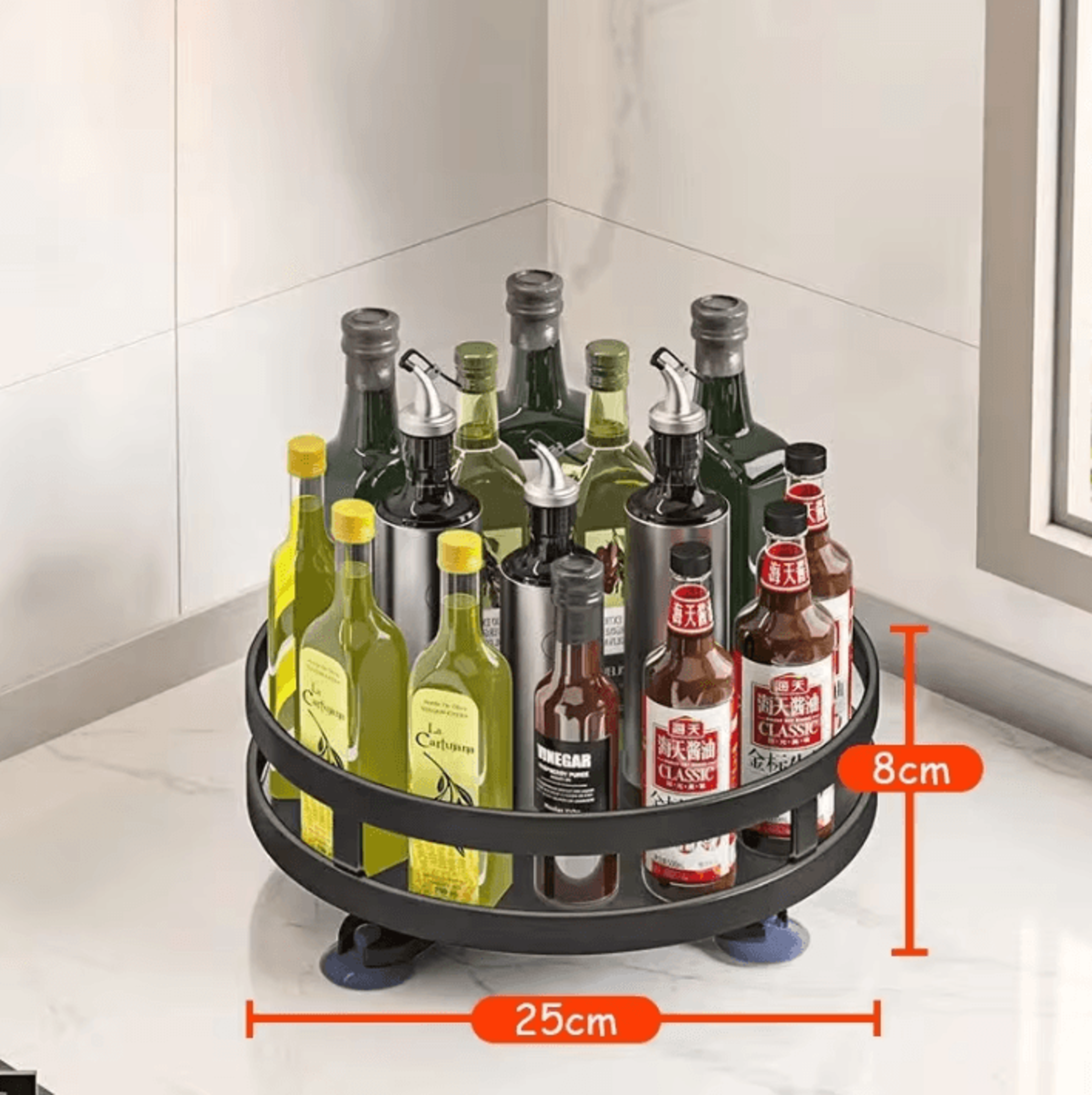 360 Rotating Spice Organizer Tray  NonSlip Kitchen Turntable For Bottles  Seasonings 1
