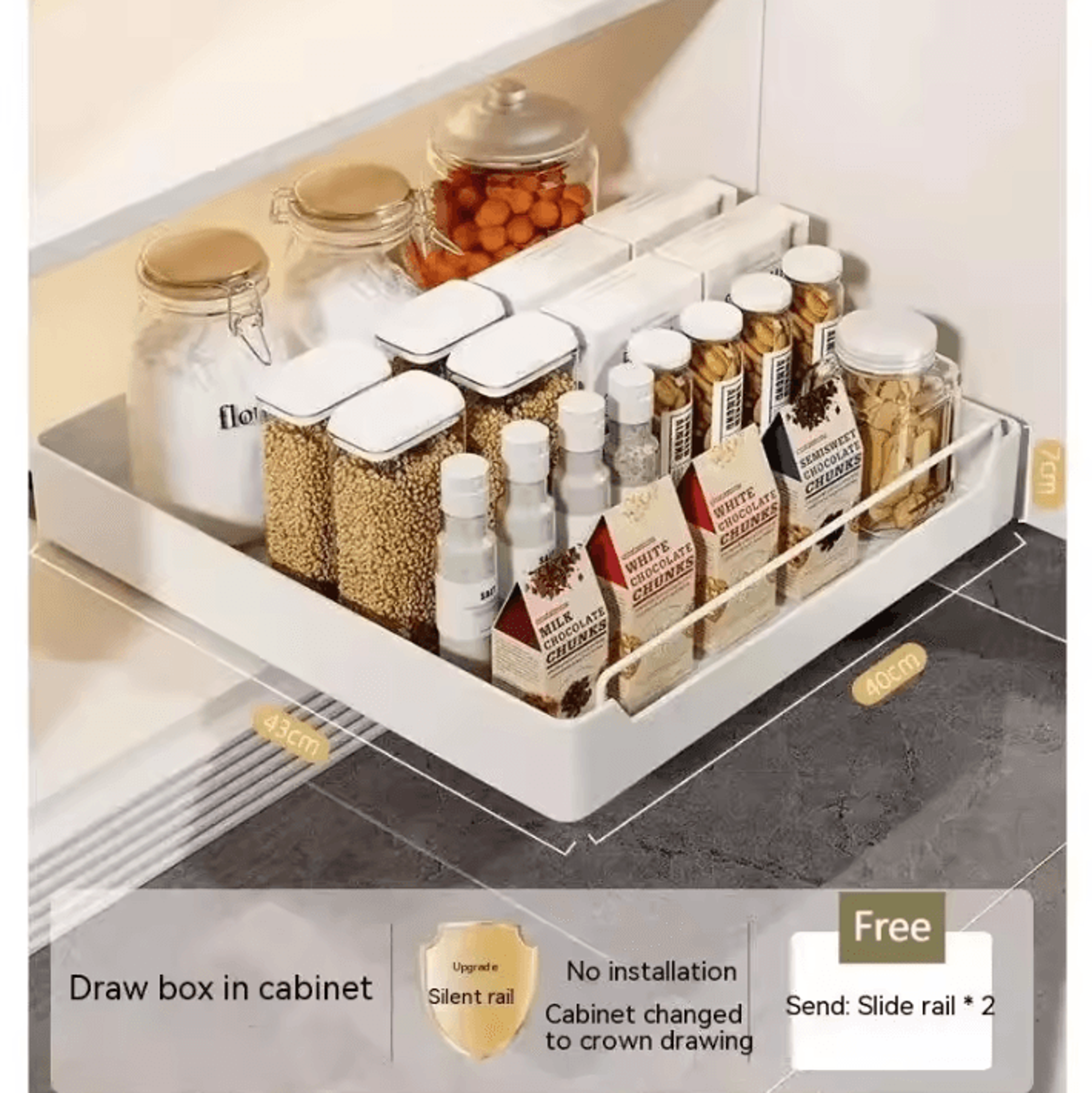 PullOut Cabinet Storage Rack  Metal Sliding Drawer Organizer For Kitchen Spices  Bottles 4