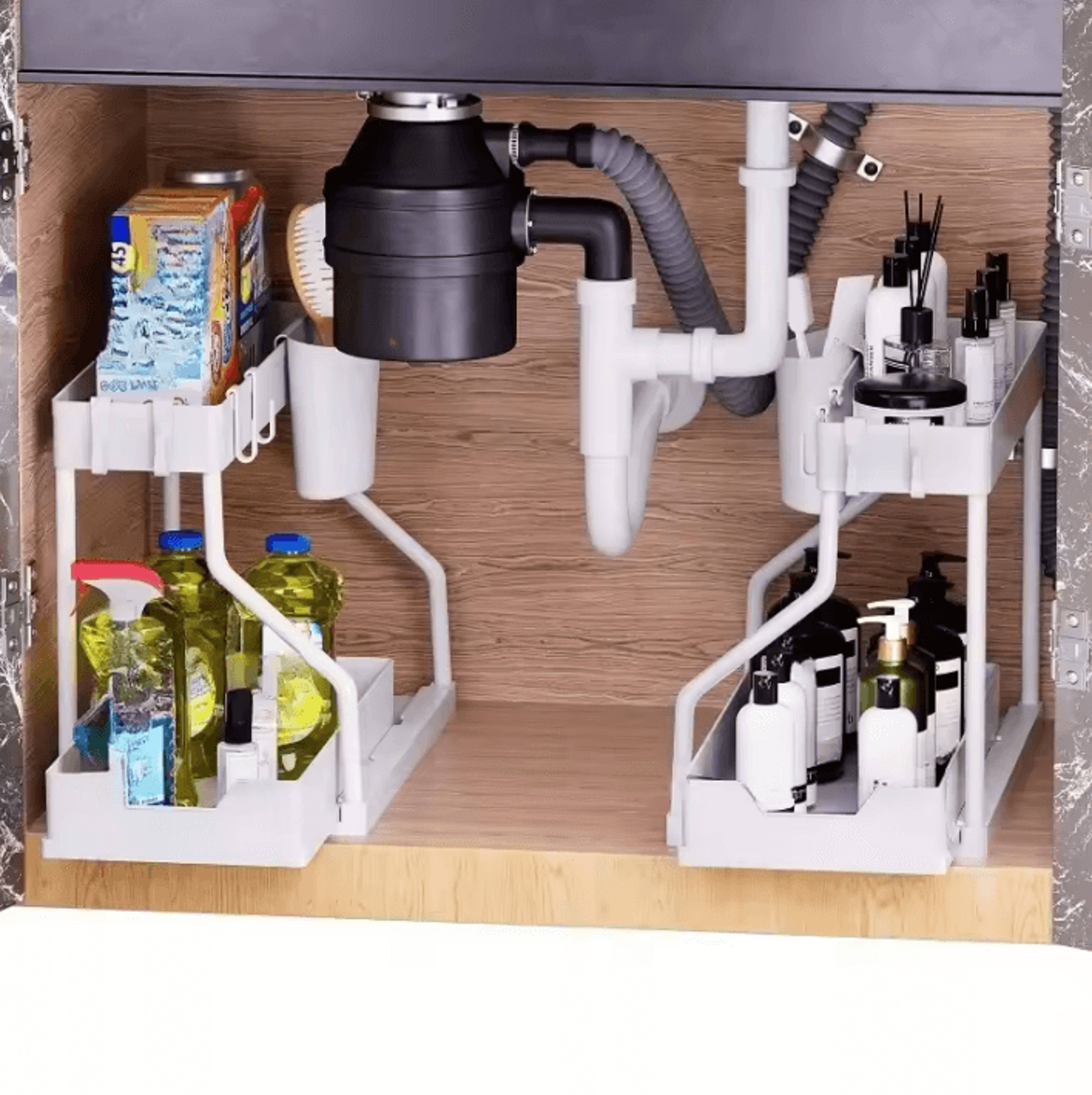 MultiLayer PullOut Kitchen Organizer Rack  Sliding Seasoning  Storage Shelf For Cabinets  Sink Area 2