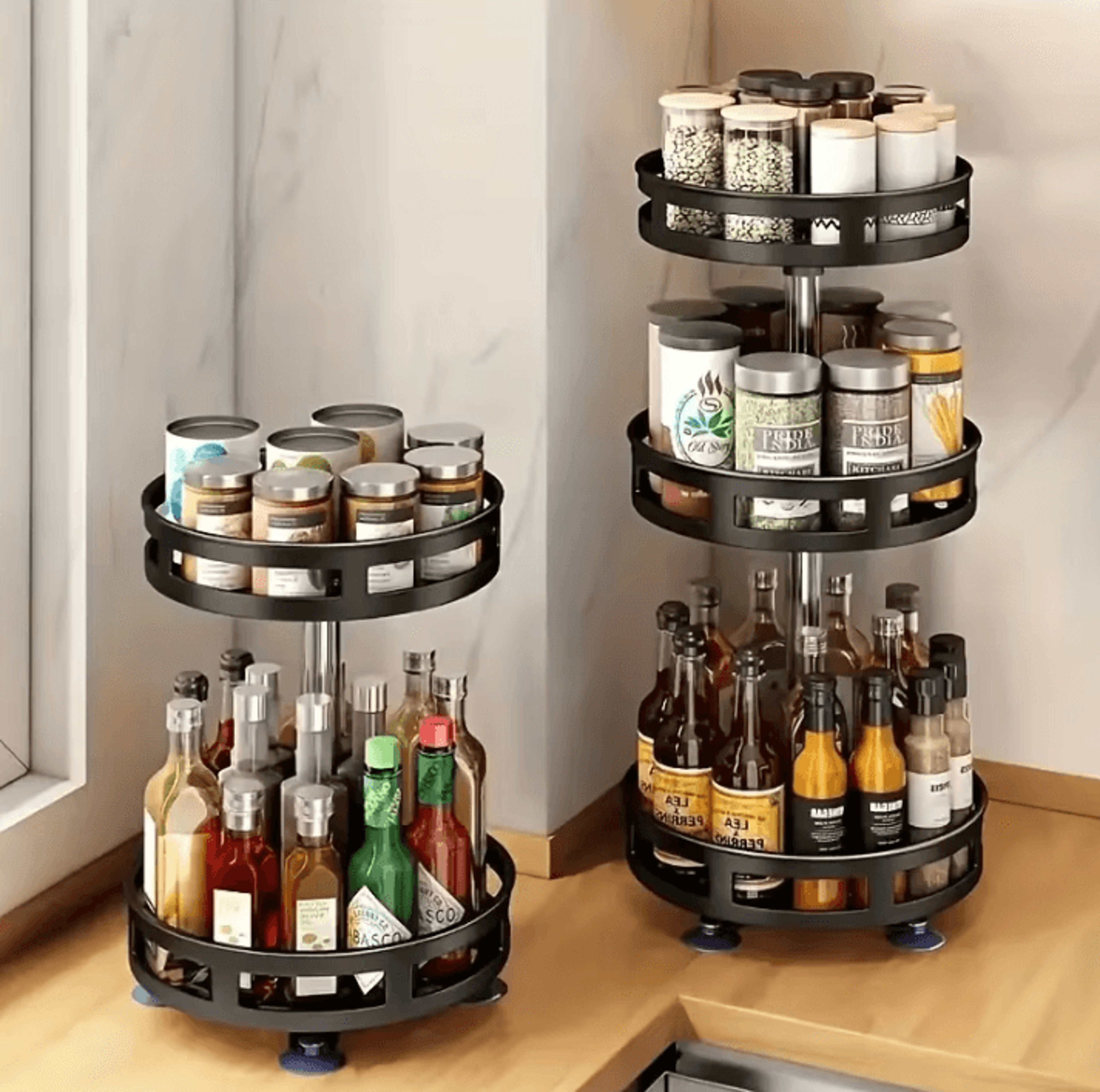 360 Rotating Storage Organizer Box  MultiPurpose NonSlip Kitchen  Vanity Turntable 0