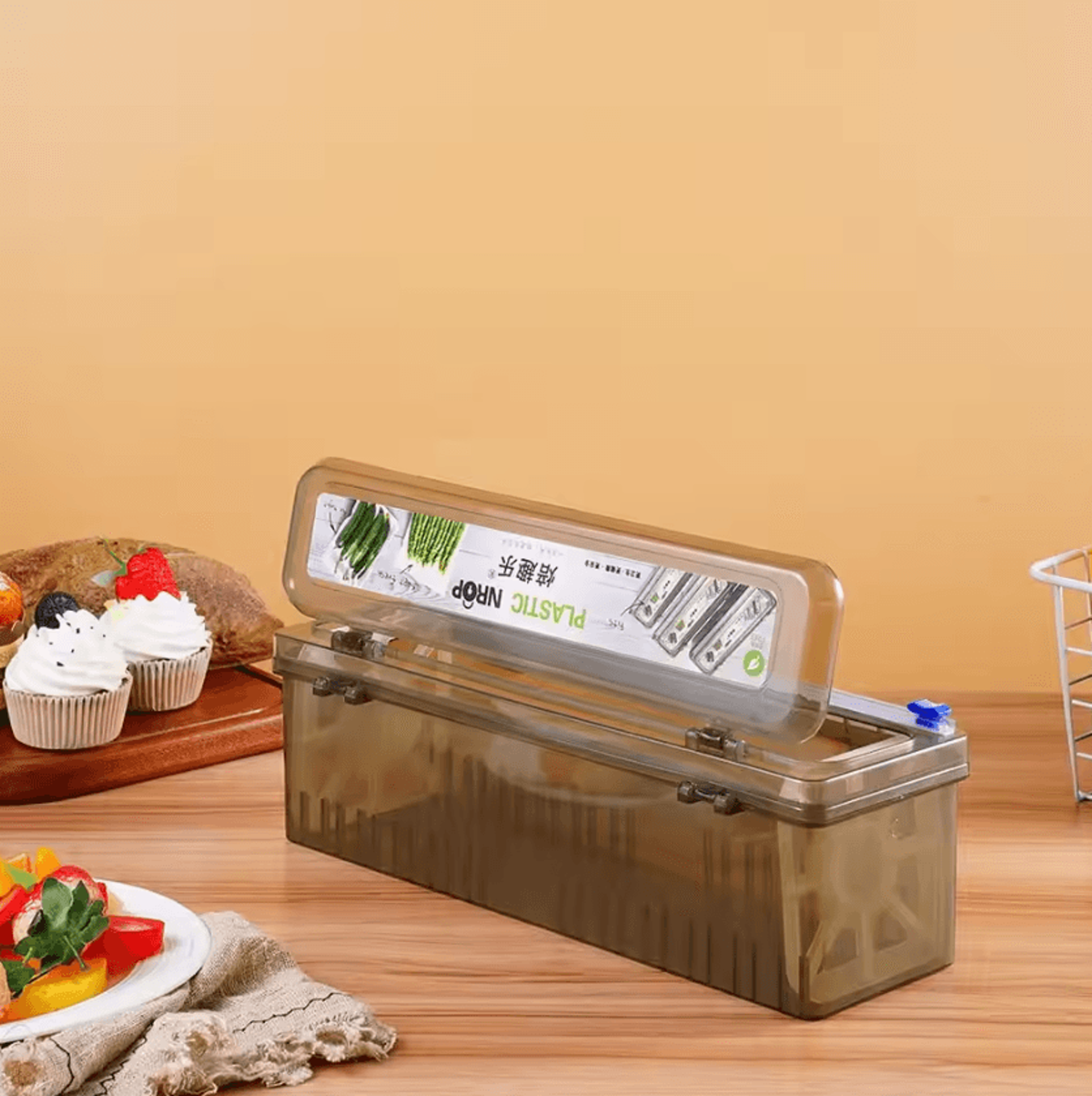 WrapEase Plastic Wrap Dispenser Cutter Plastic Wrap Dispenser Cling Film Cutter Food Wrap Organizer 0