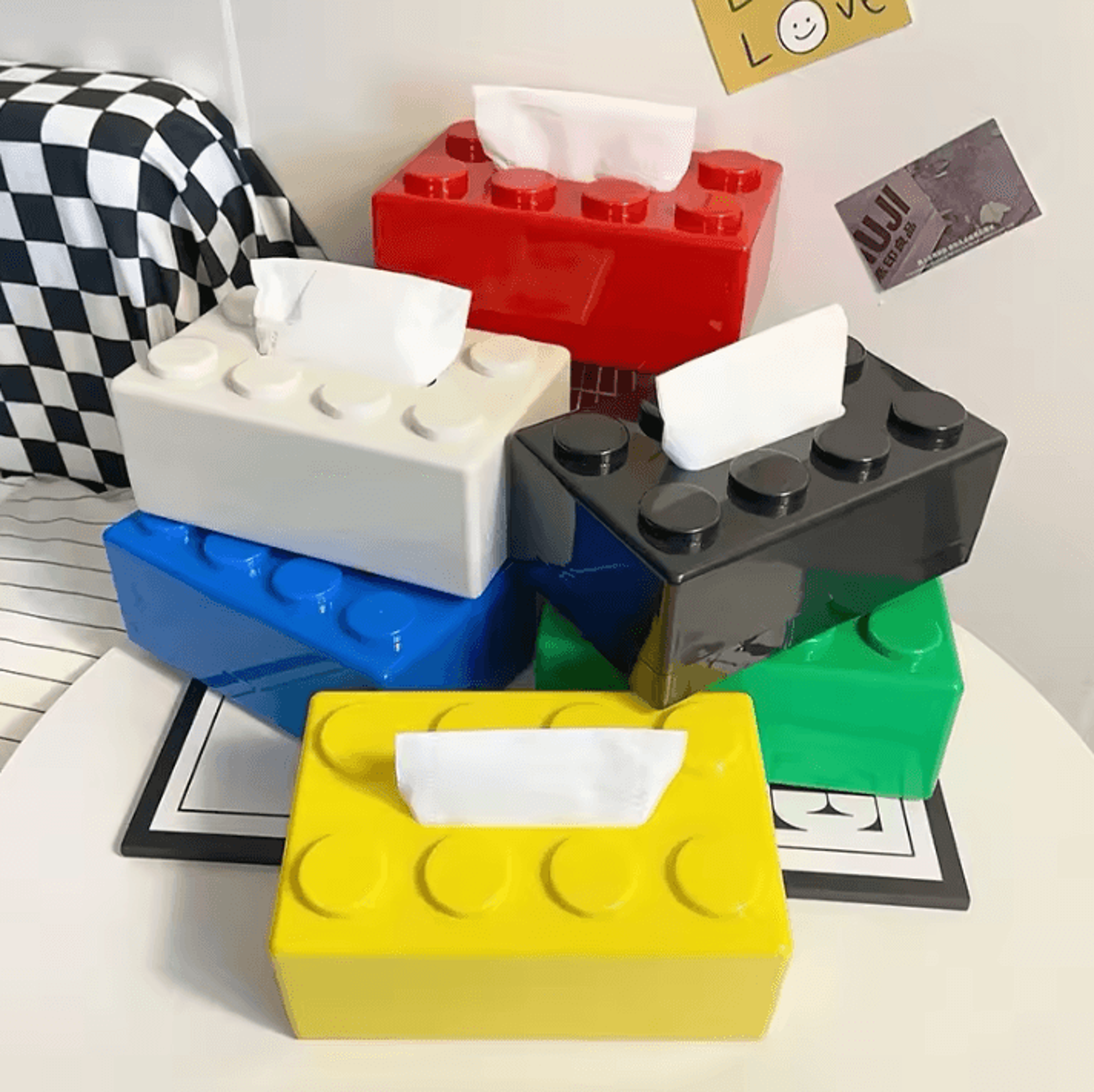 BlockPop Cartoon Tissue Storage Box Cartoon Tissue Box Building Block Tissue Box Decorative Tissue  0