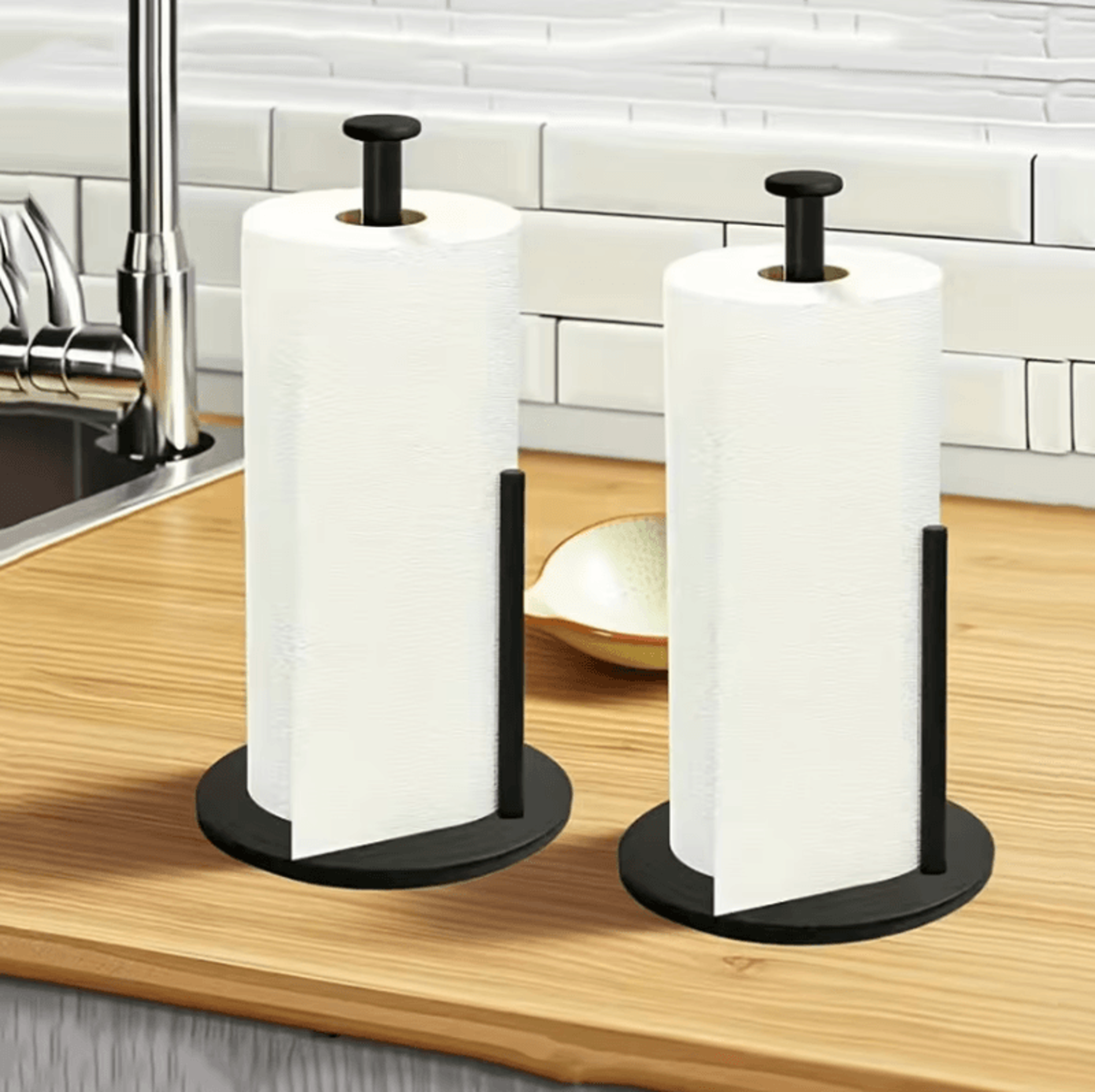 SteelGrip Kitchen Roll Holder Stainless Steel Kitchen Roll Holder Paper Towel Holder Weighted Base  0