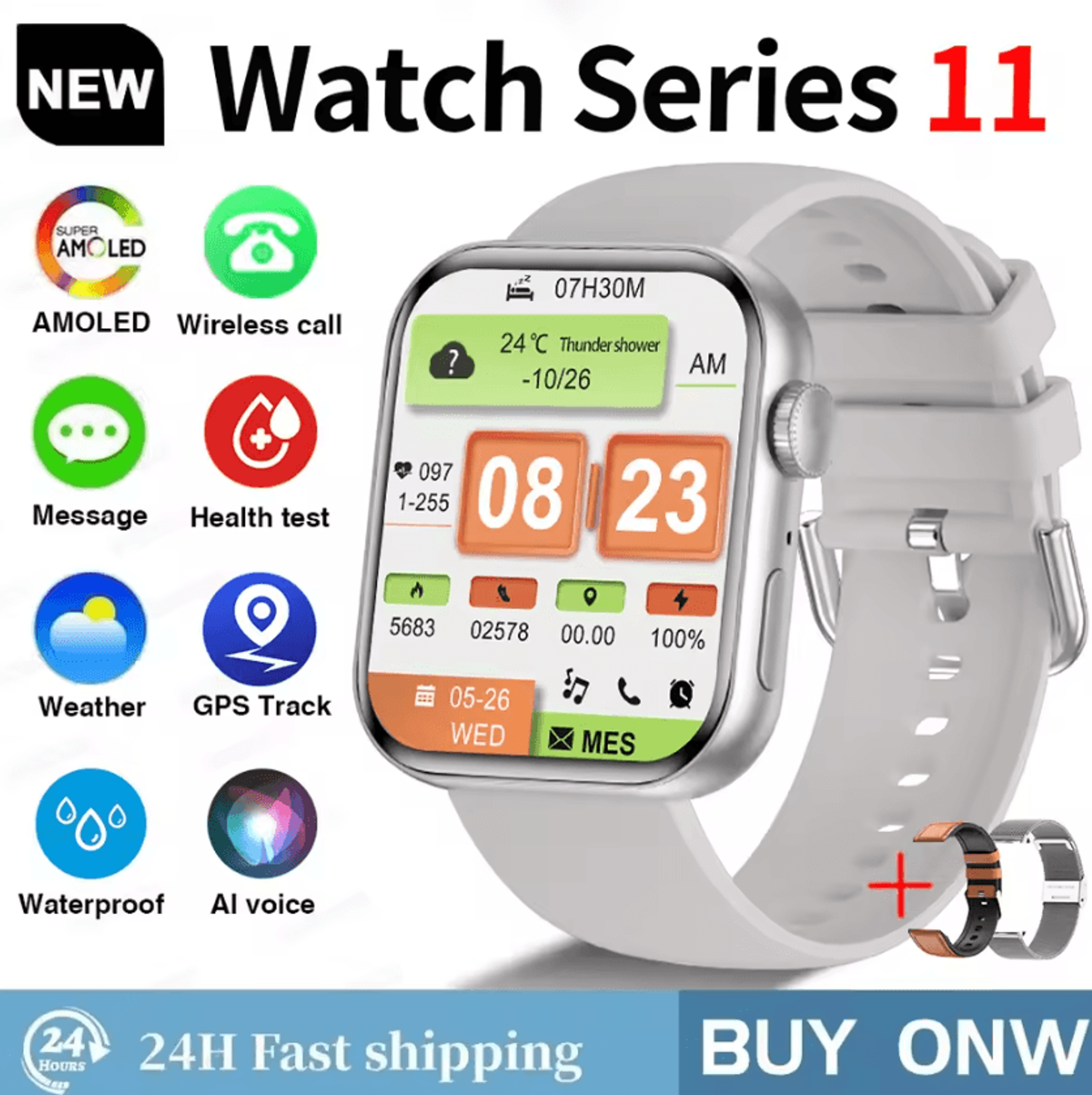 S11 AMOLED GPS Smartwatch With Bluetooth Call Waterproof  Sports Tracking 8