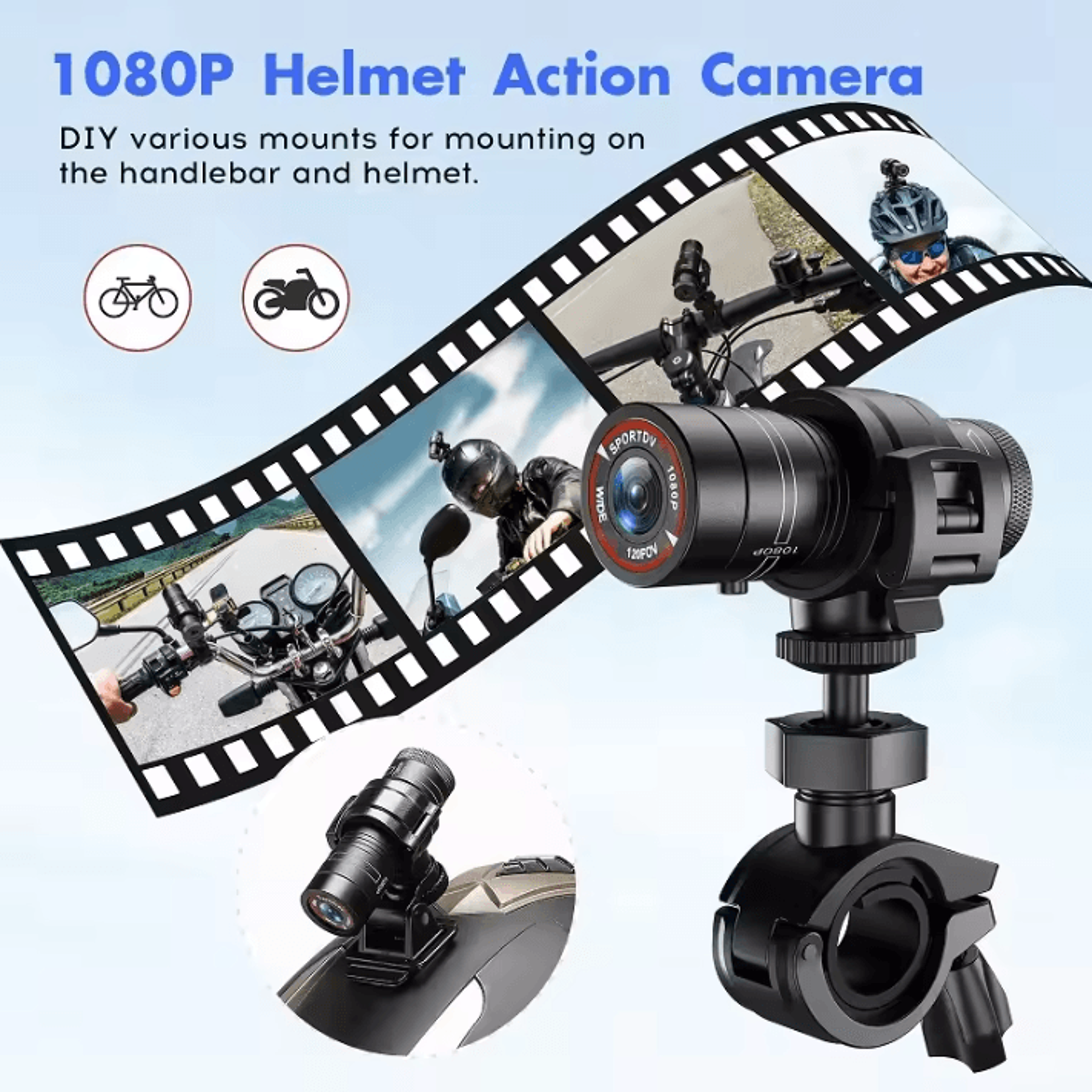 RideCam Pro 1080P Mini Helmet Action Camera With Waterproof Design  Flashlight 2