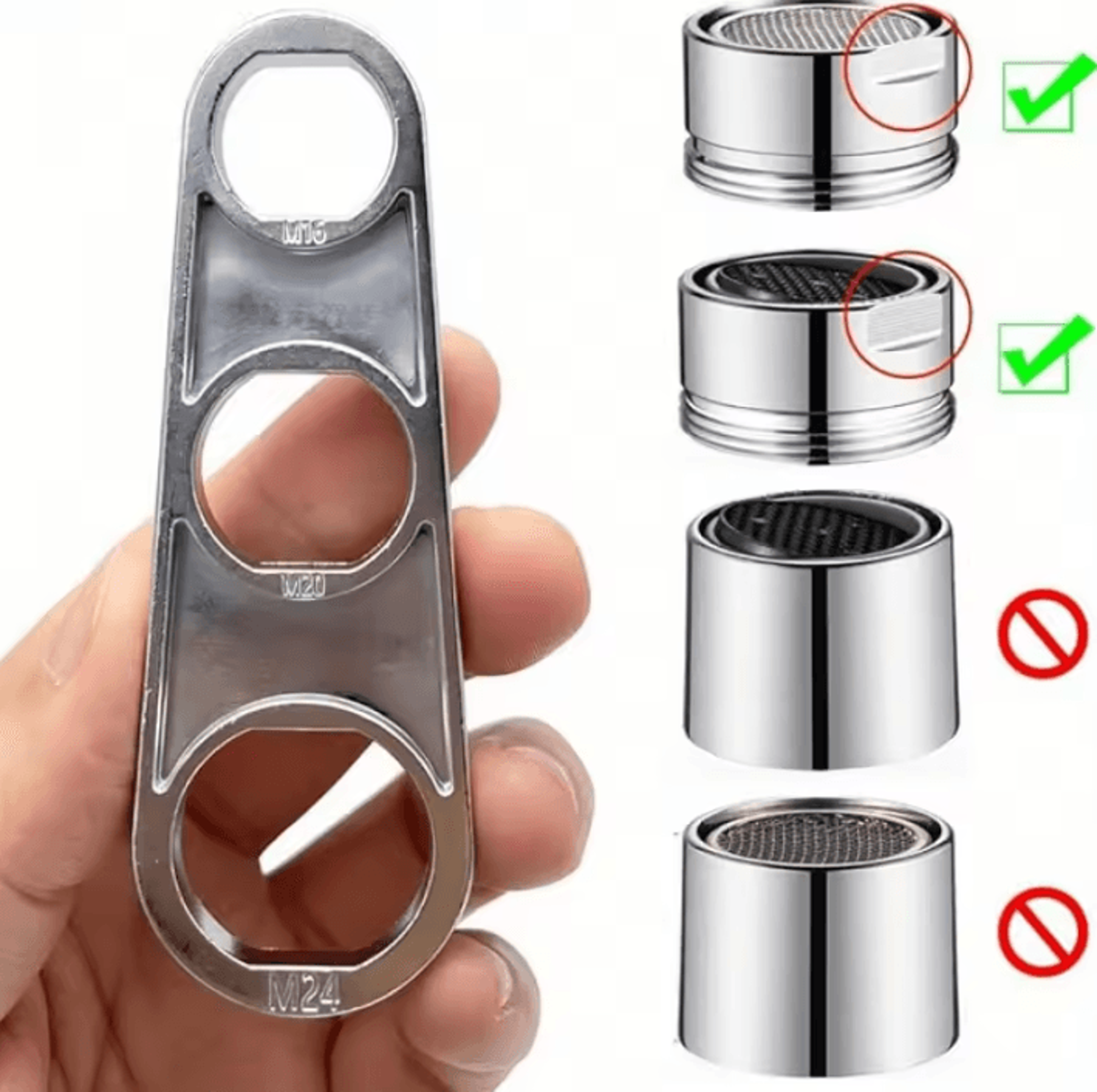2 In 1 Faucet Aerator Wrench Water Flows Adjusting Faucet Bubbler Wrench Plumber Home Bathrooms Fau 3