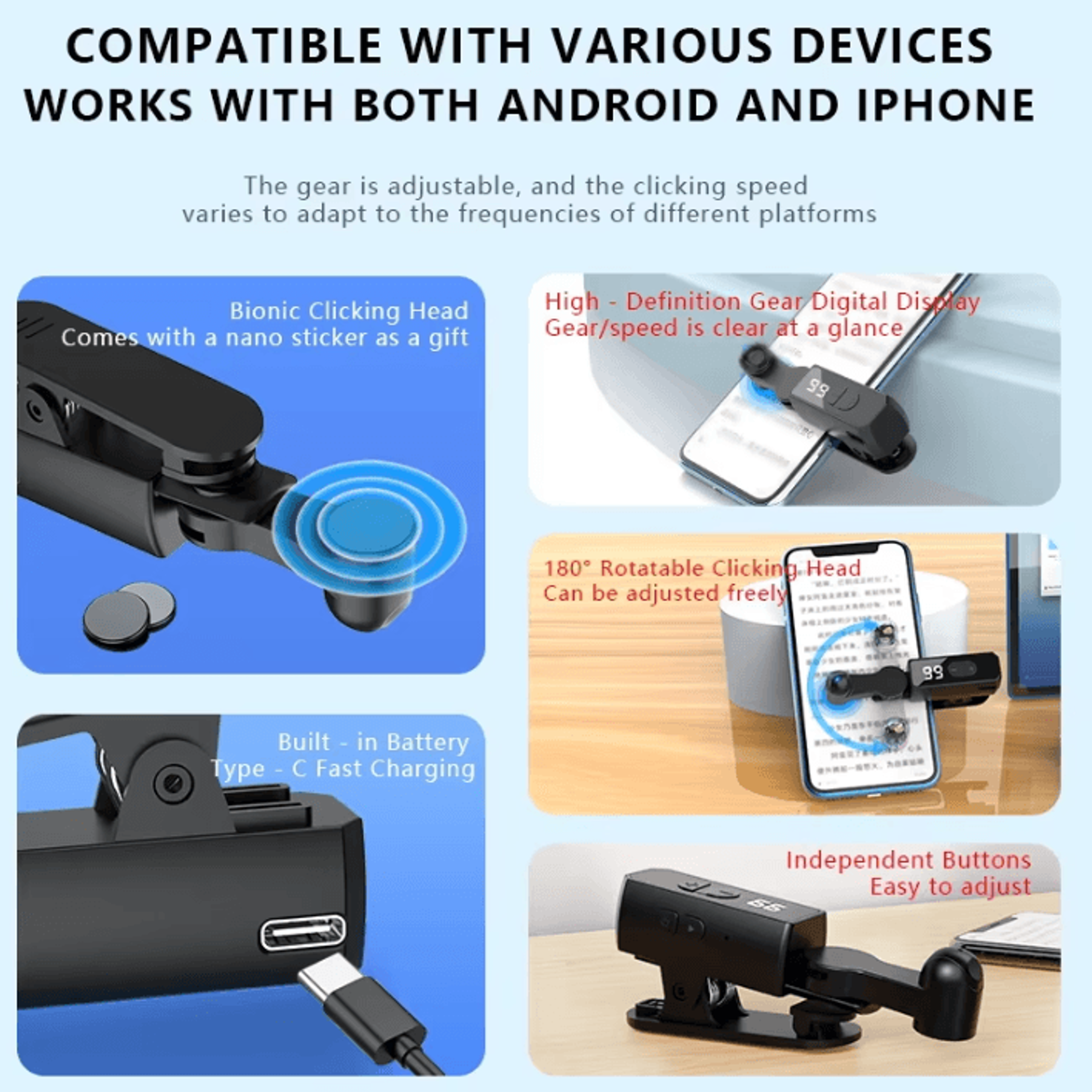 AutoTap Pro Screen Auto Clicker Adjustable Phone Auto Tapper With Tripod For Gaming  Streaming 3