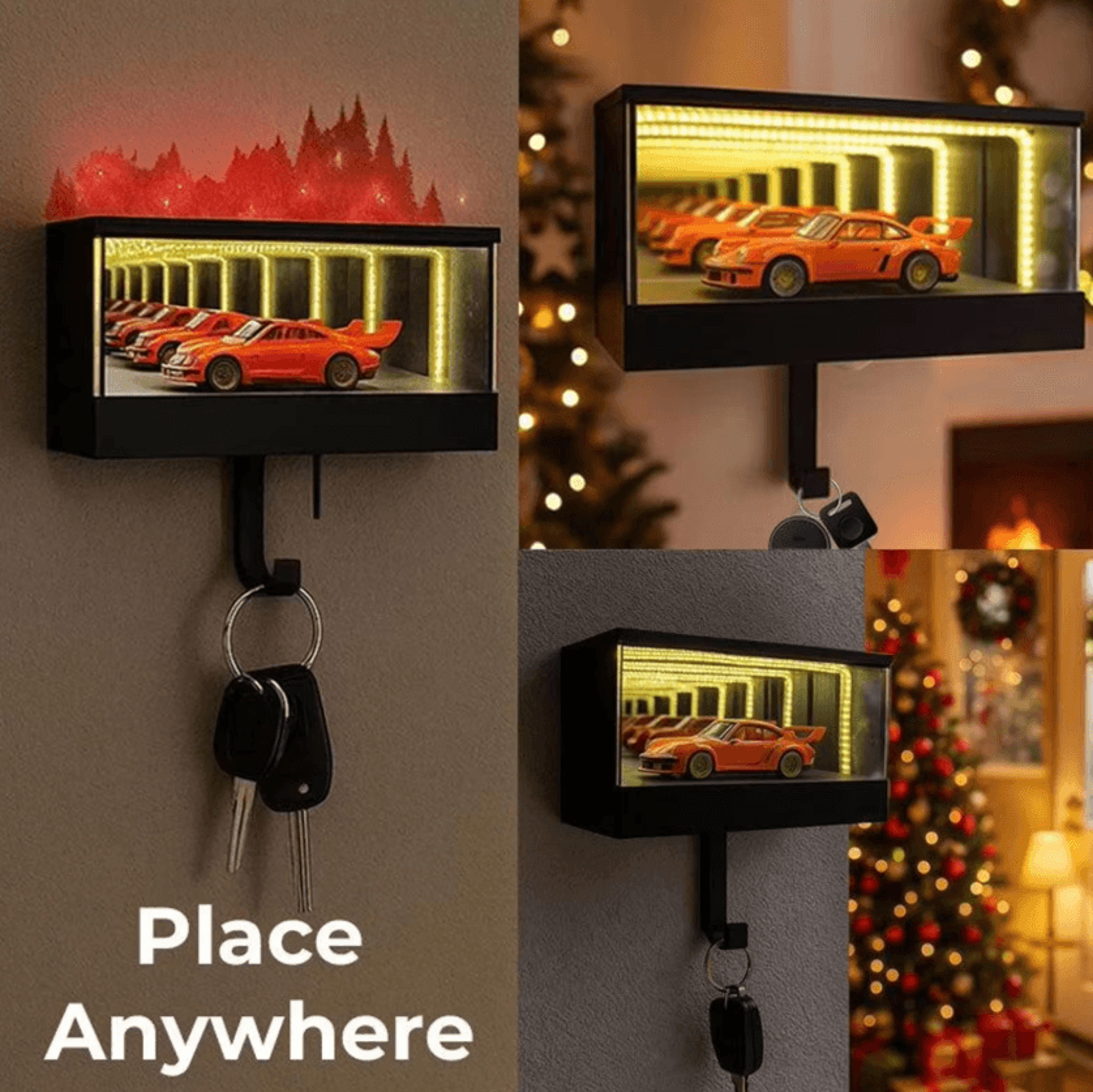 AutoGarage LED Car Key Holder Wall Mount Creative Garage Key Organizer With Light Entryway Key Hang 2