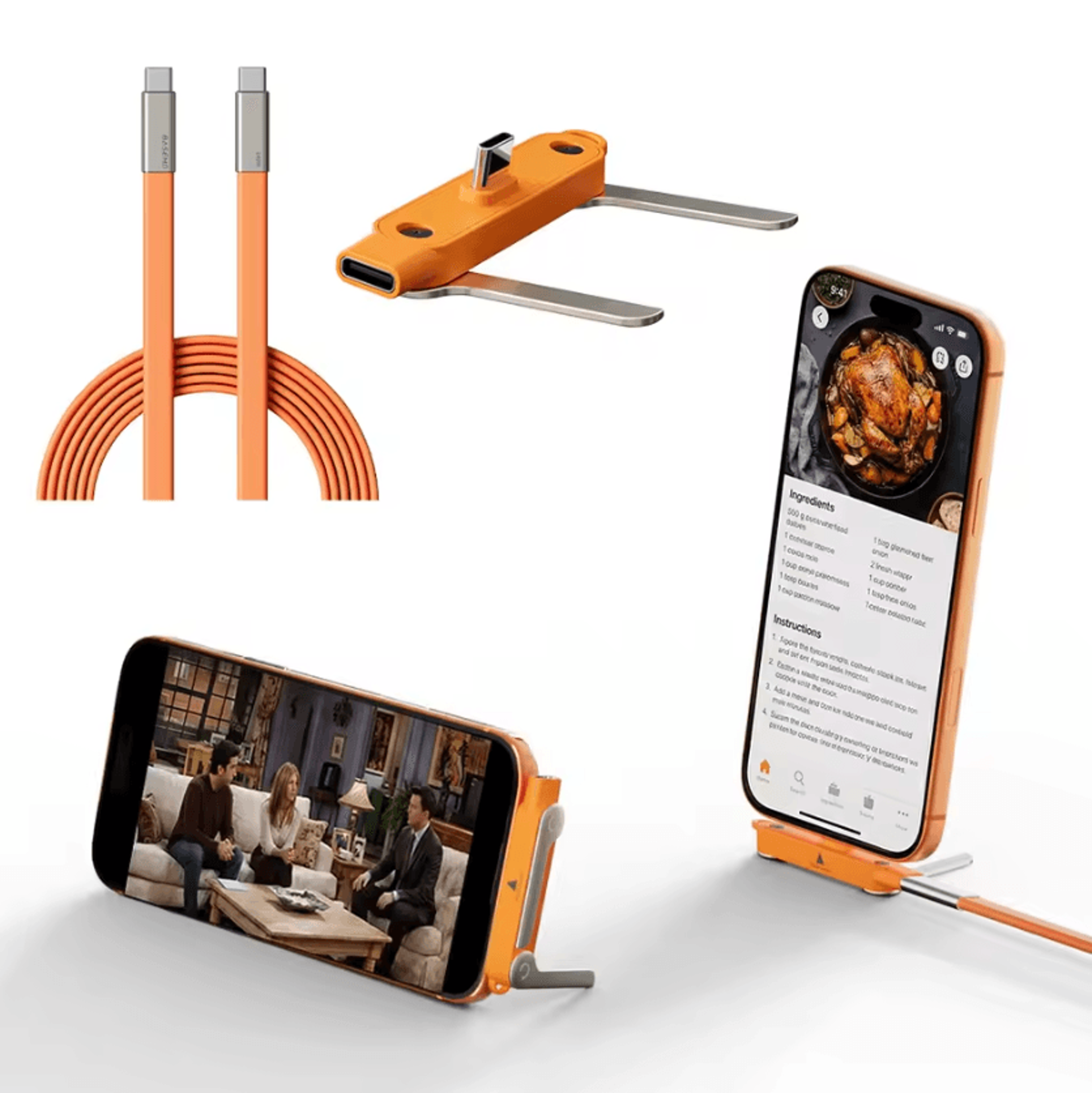 ChargeStand Pro 240W Fast Charging Cable Foldable TypeC Stand Cable 2in1 Phone  Tablet Holder Charg 1