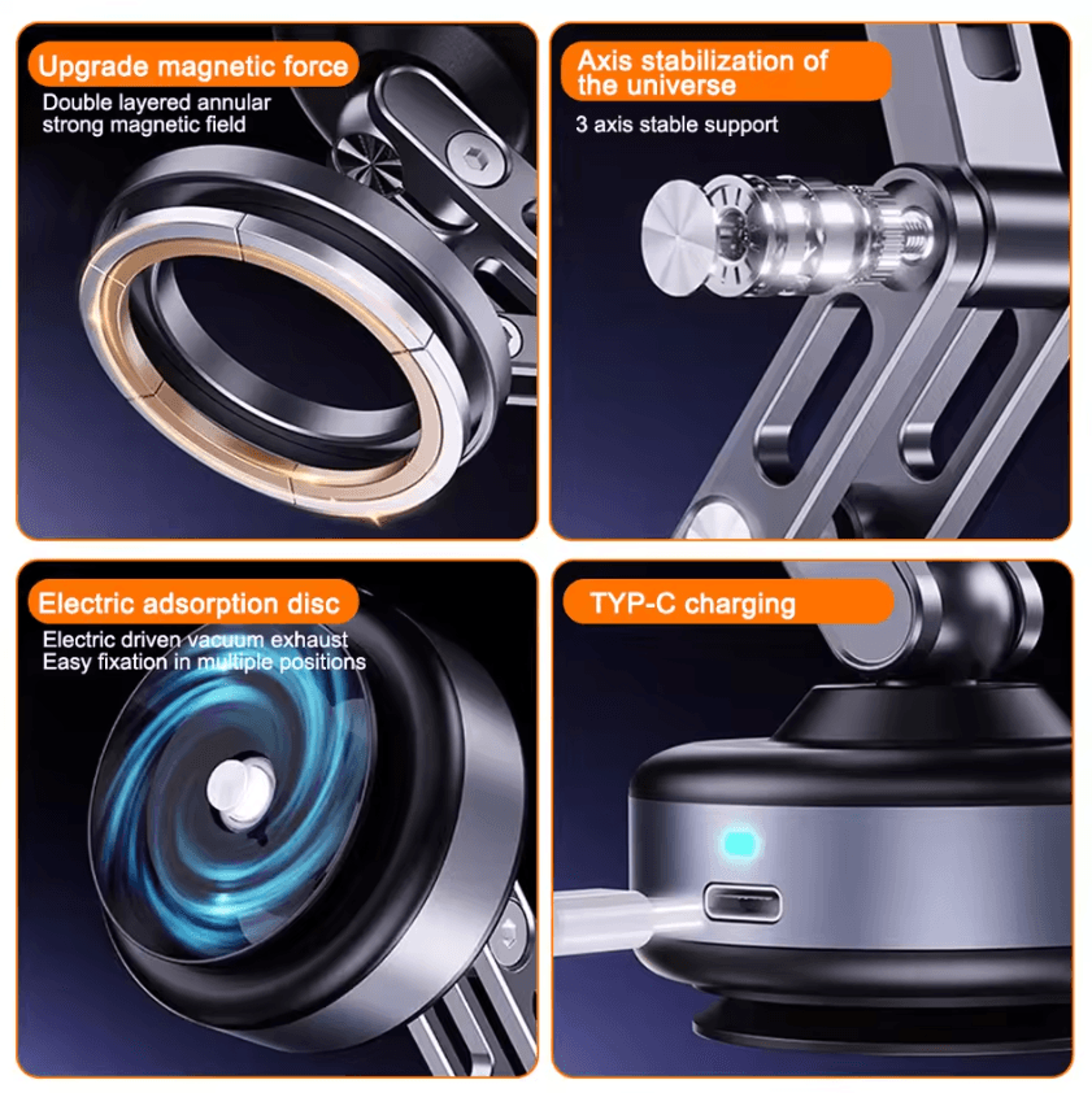 X93 Magnetic Vacuum Phone Holder 360 Rotating Foldable Car  Desk Mount 4