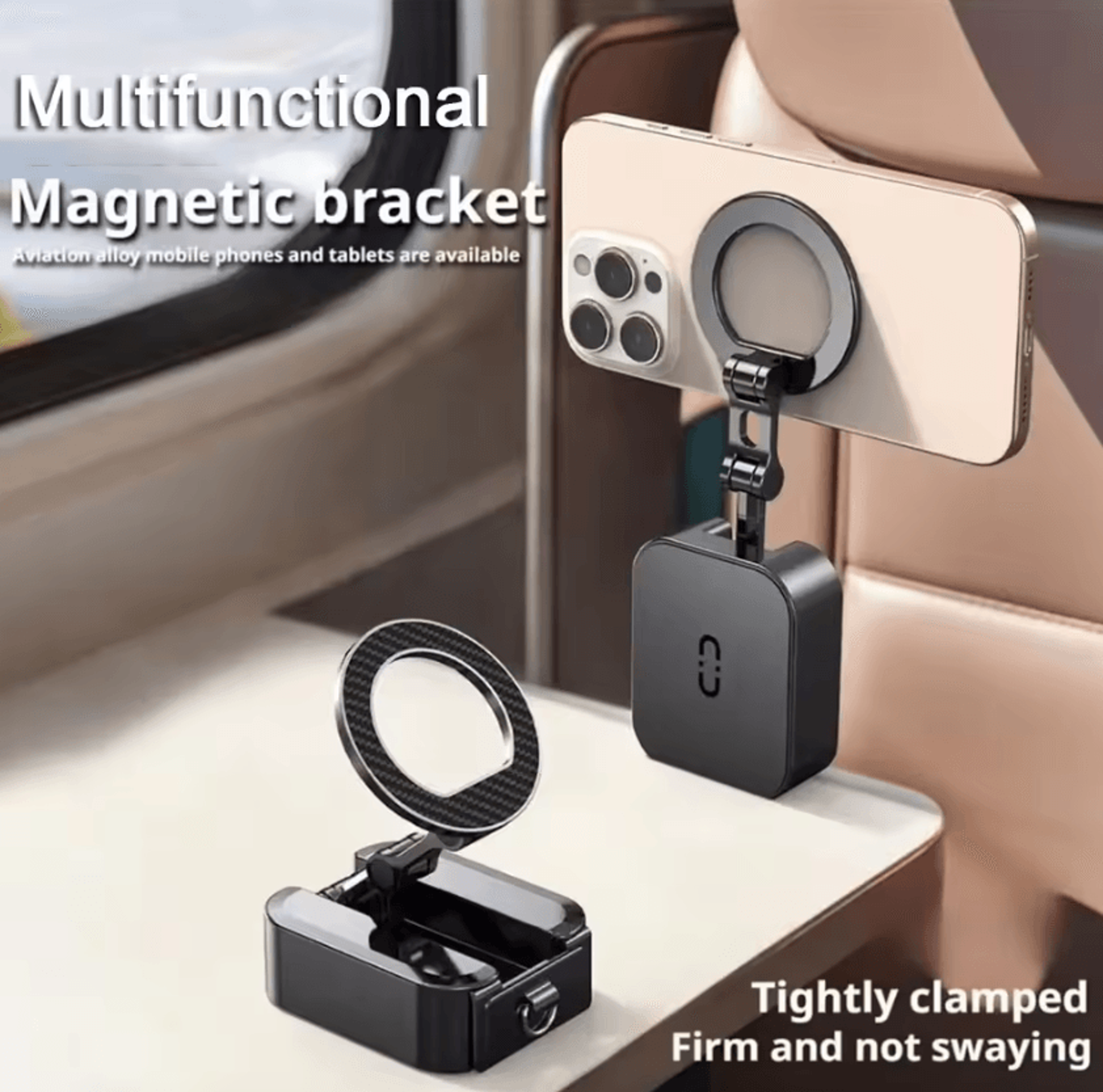 Foldable Magnetic Travel Phone Holder  Extendable HandsFree Airplane  Desk Mount 0
