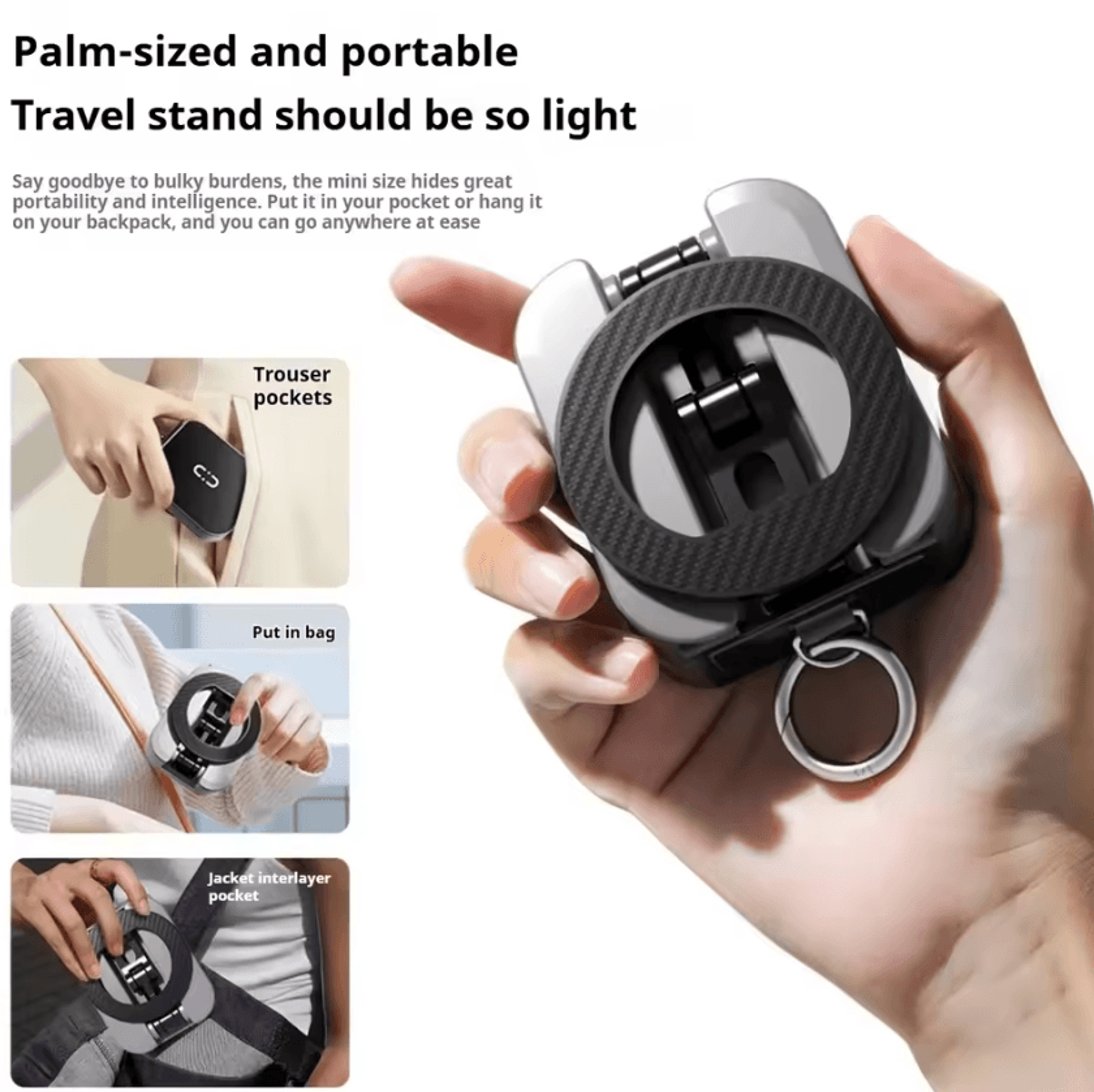Foldable Magnetic Travel Phone Holder  Extendable HandsFree Airplane  Desk Mount 3