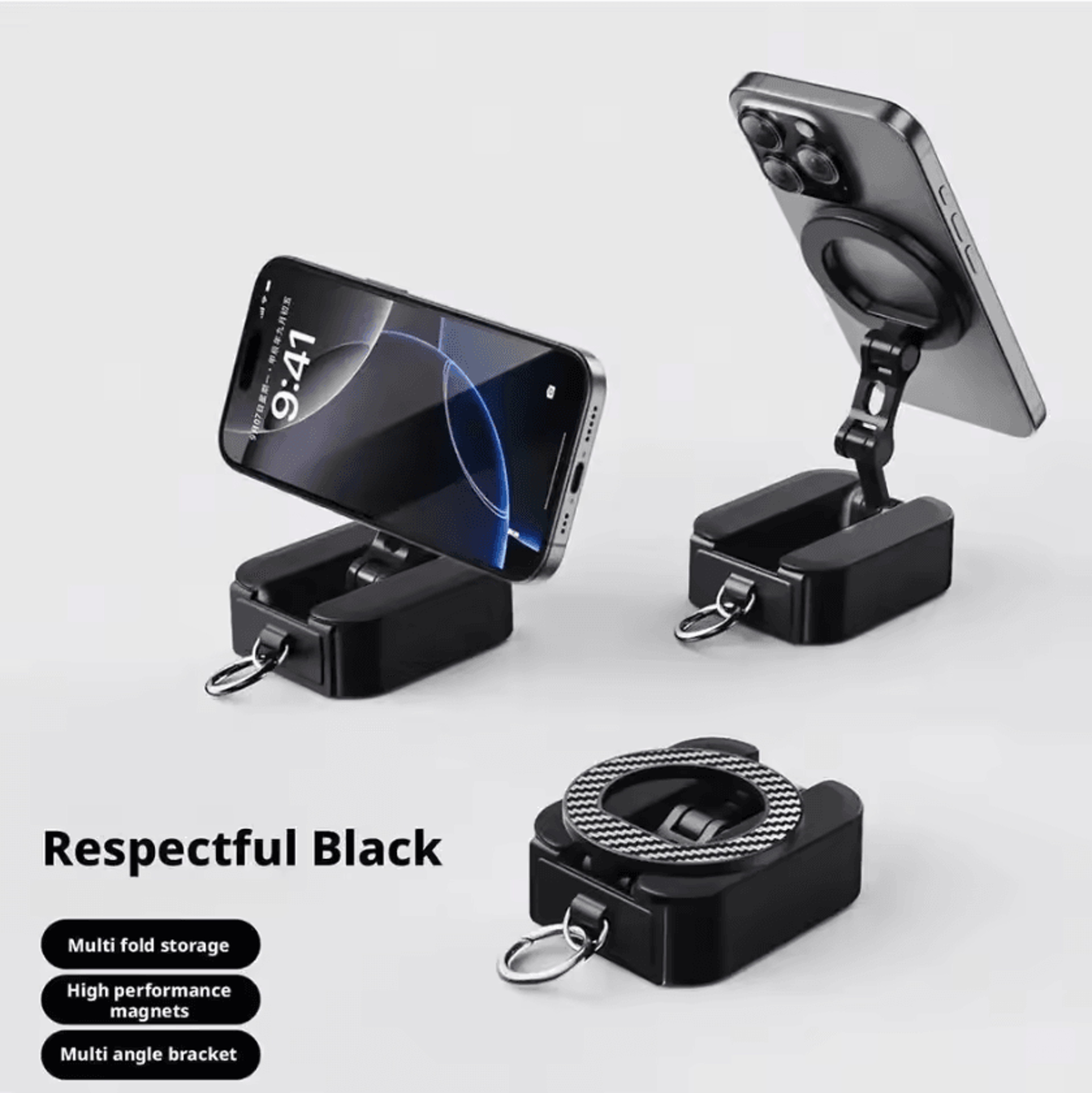 Foldable Magnetic Travel Phone Holder  Extendable HandsFree Airplane  Desk Mount 4