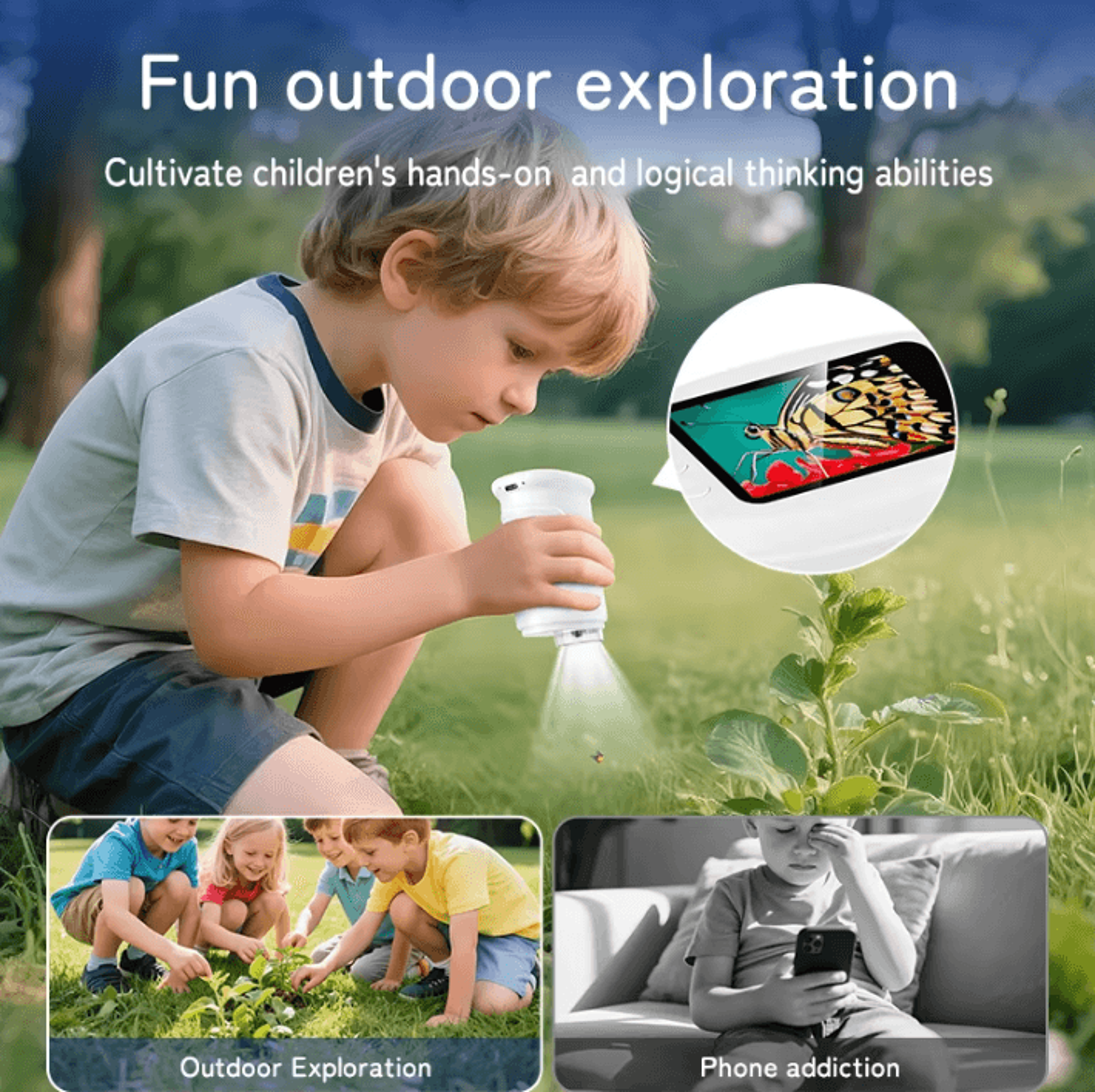 Mini Kids Digital Microscope With 2 Screen  1000x Zoom Handheld Learning Camera 1