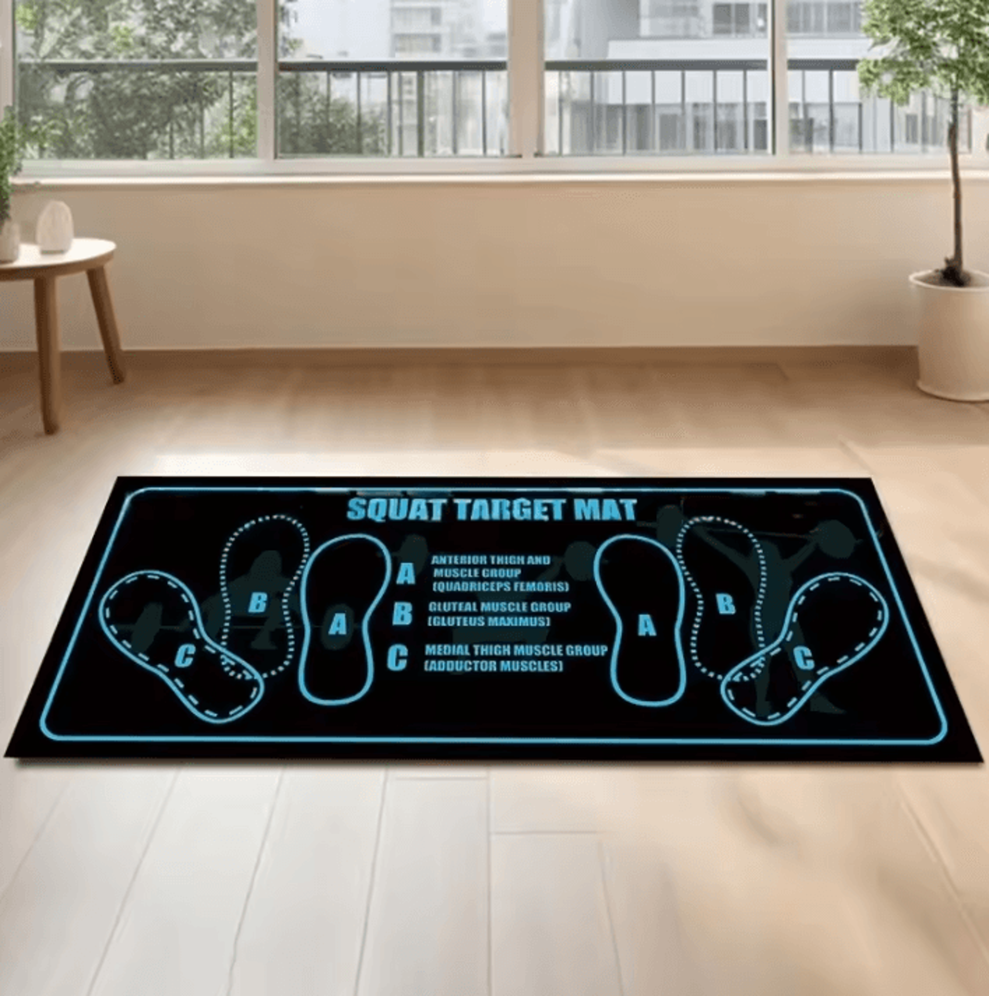 NonSlip Squat Exercise Mat For Home Workouts  Durable TwoTone Fitness Floor Pad With Guide 5