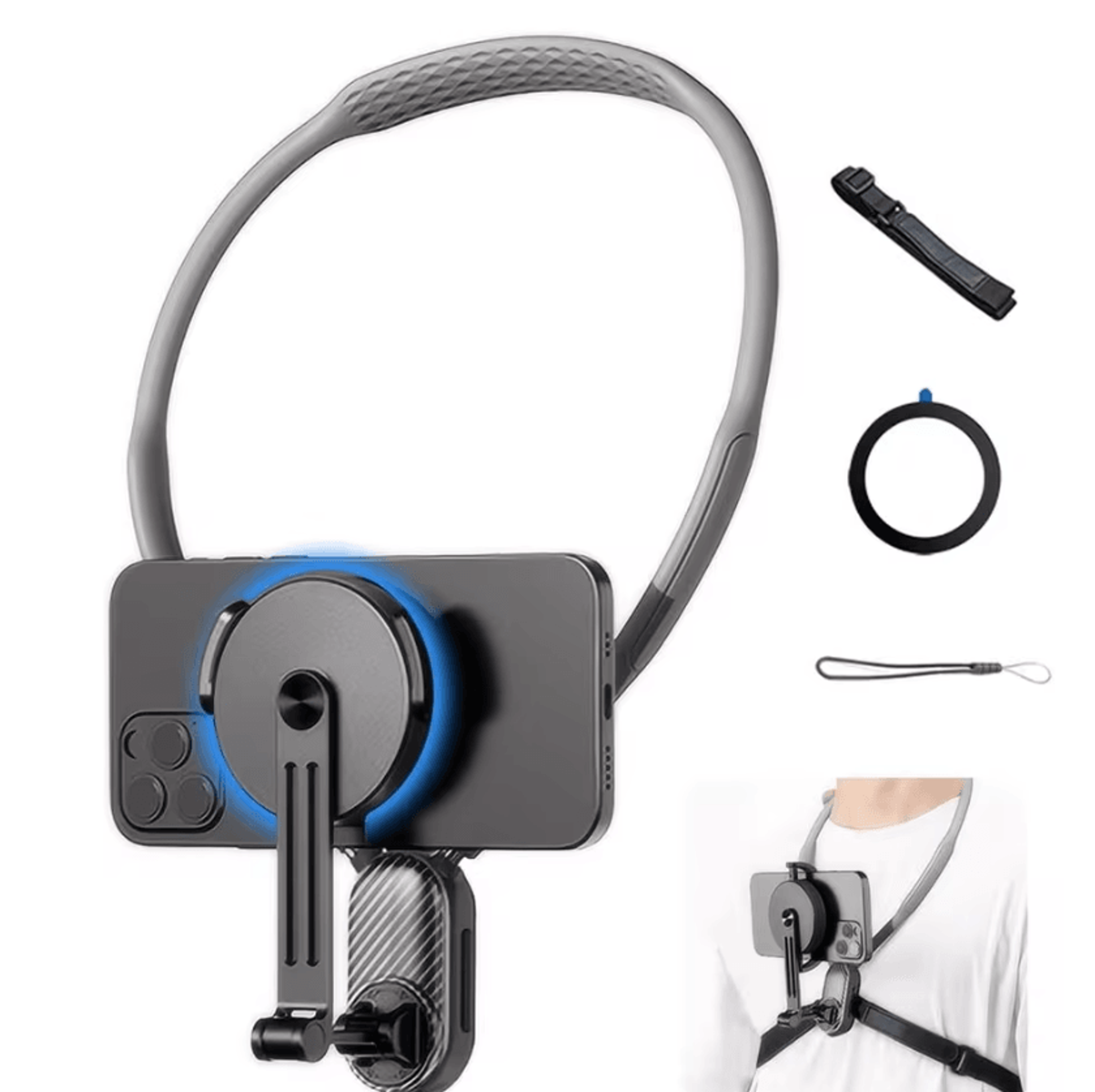 Flexible Magnetic Neck Phone Holder  HandsFree Silicone Neck Mount Stand With Quick Release 1