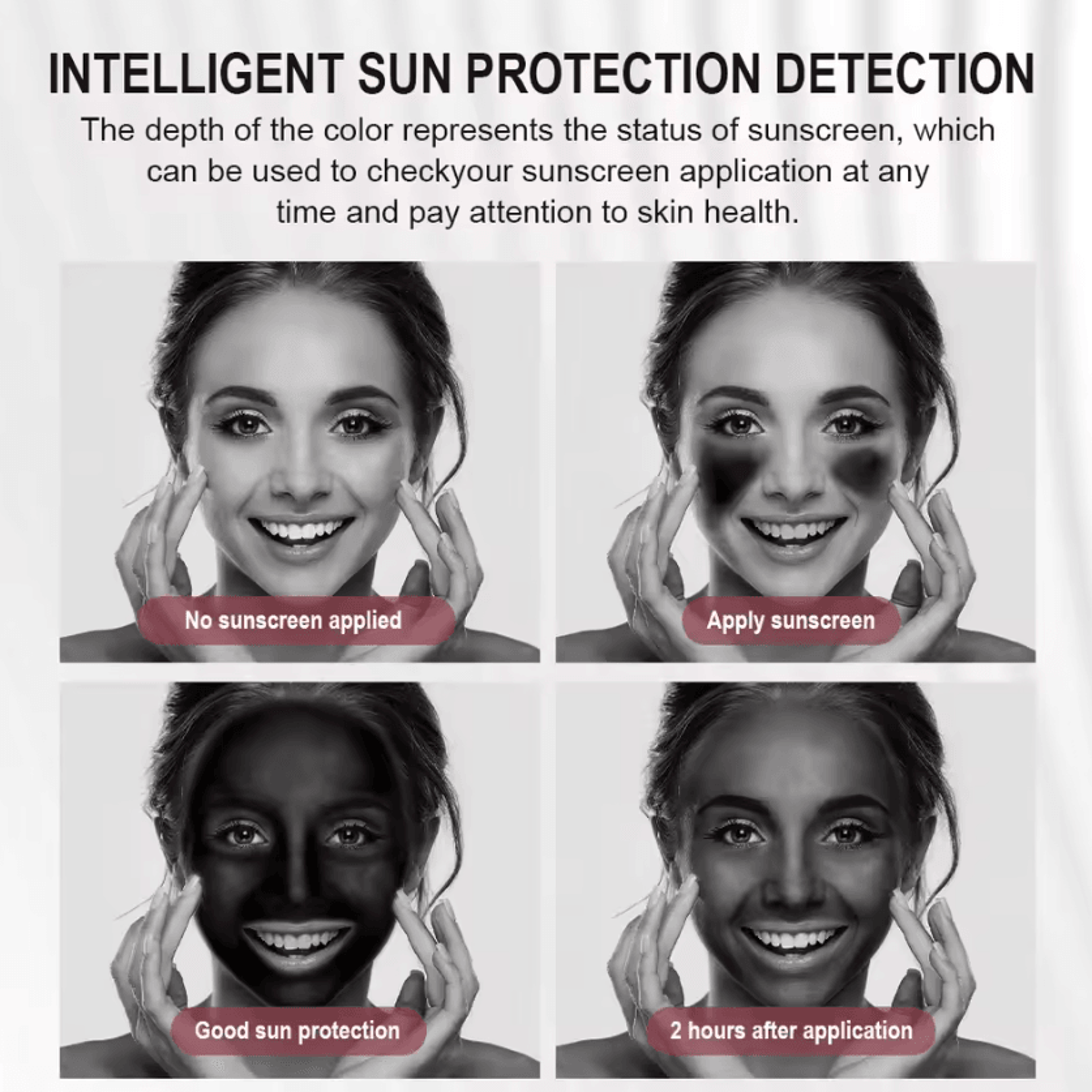 Smart UV Sunscreen Detection Mirror  LED Makeup Compact With Skin Analysis 3