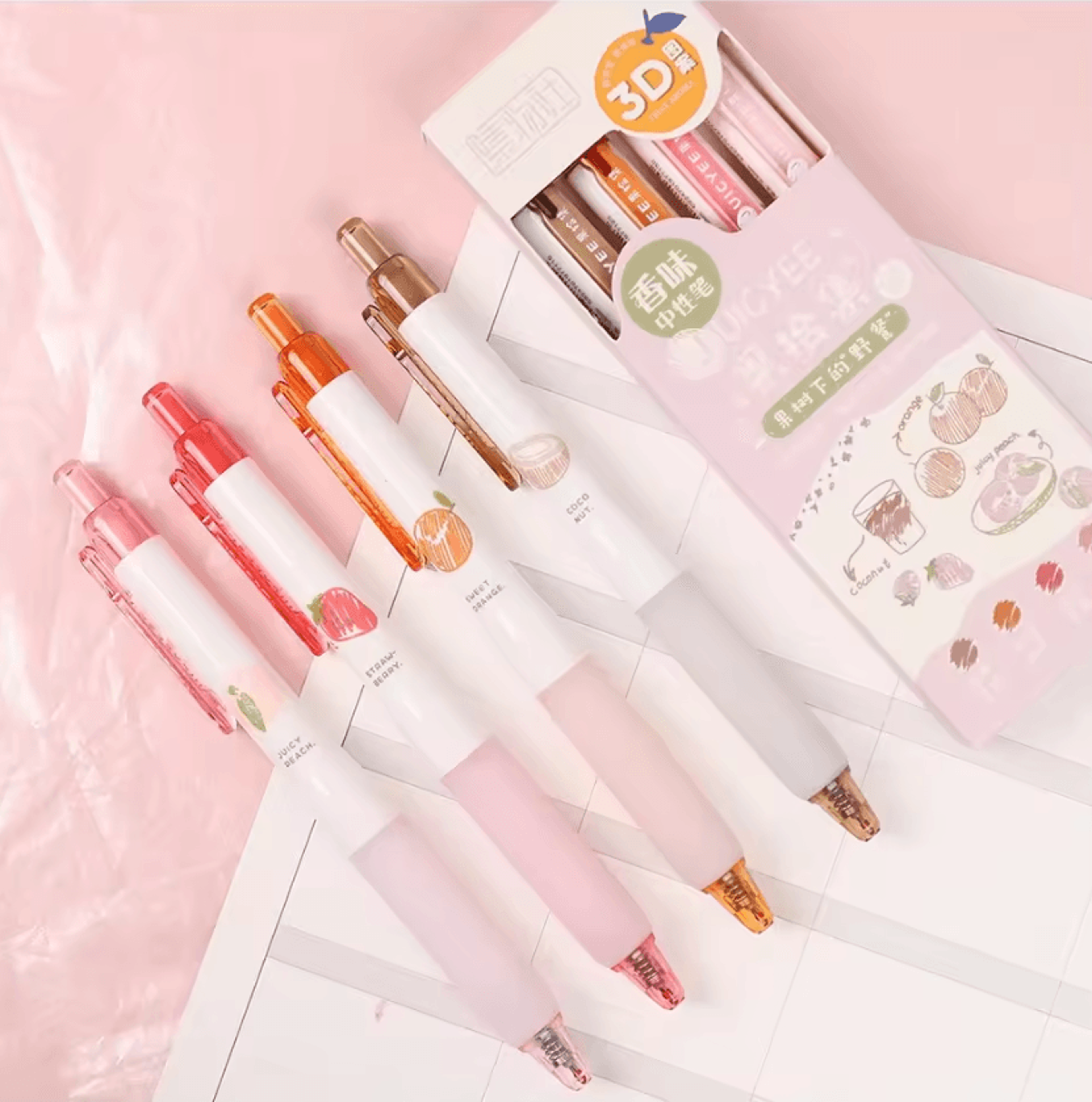 Creative 3D Fruit Scent Gel Pens  05mm Smooth Writing Kawaii Stationery Set 2