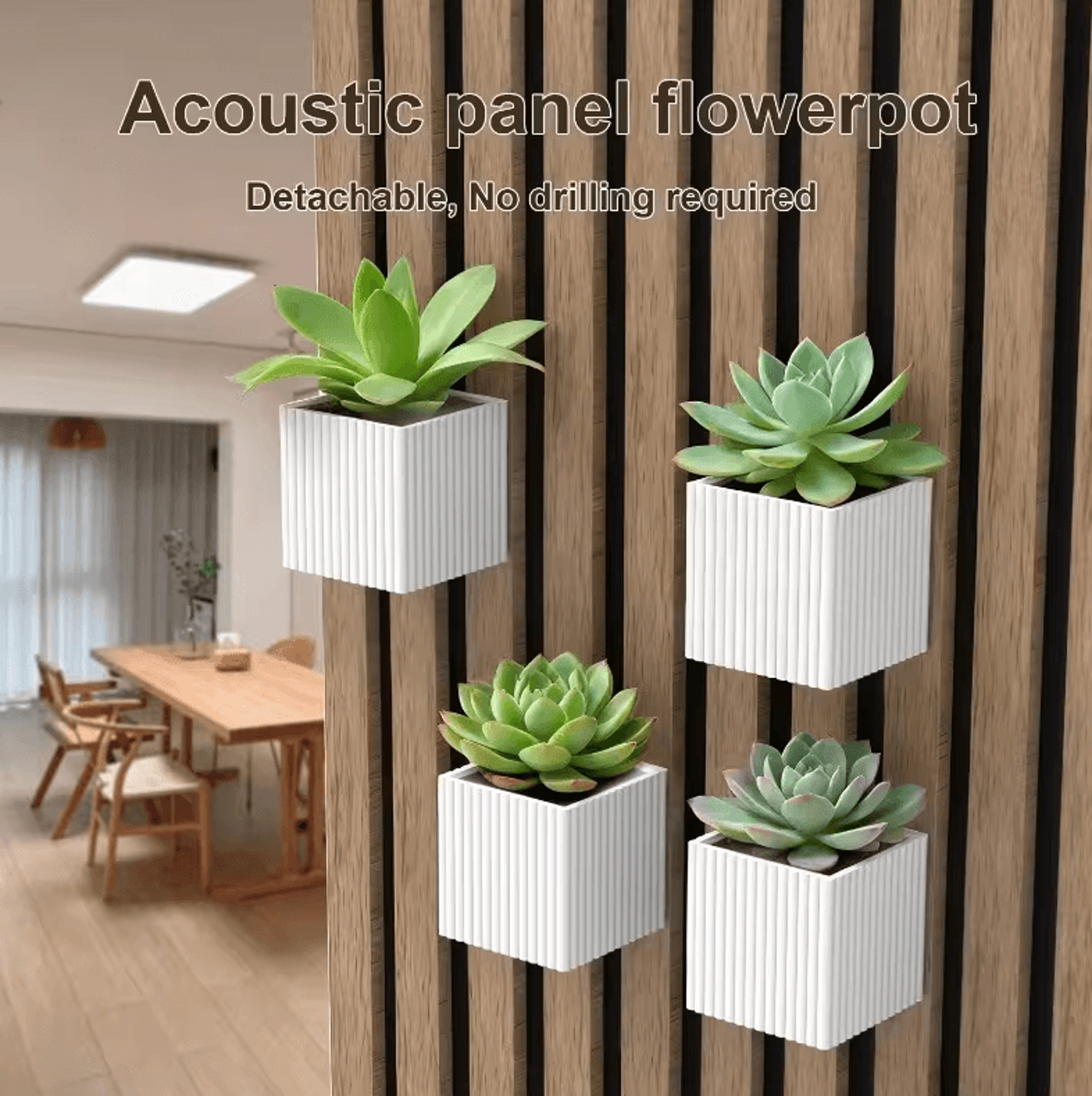 Square Acoustic Panel Planter Shelf  Decorative Soundproof Storage Rack With Succulent Holder 3