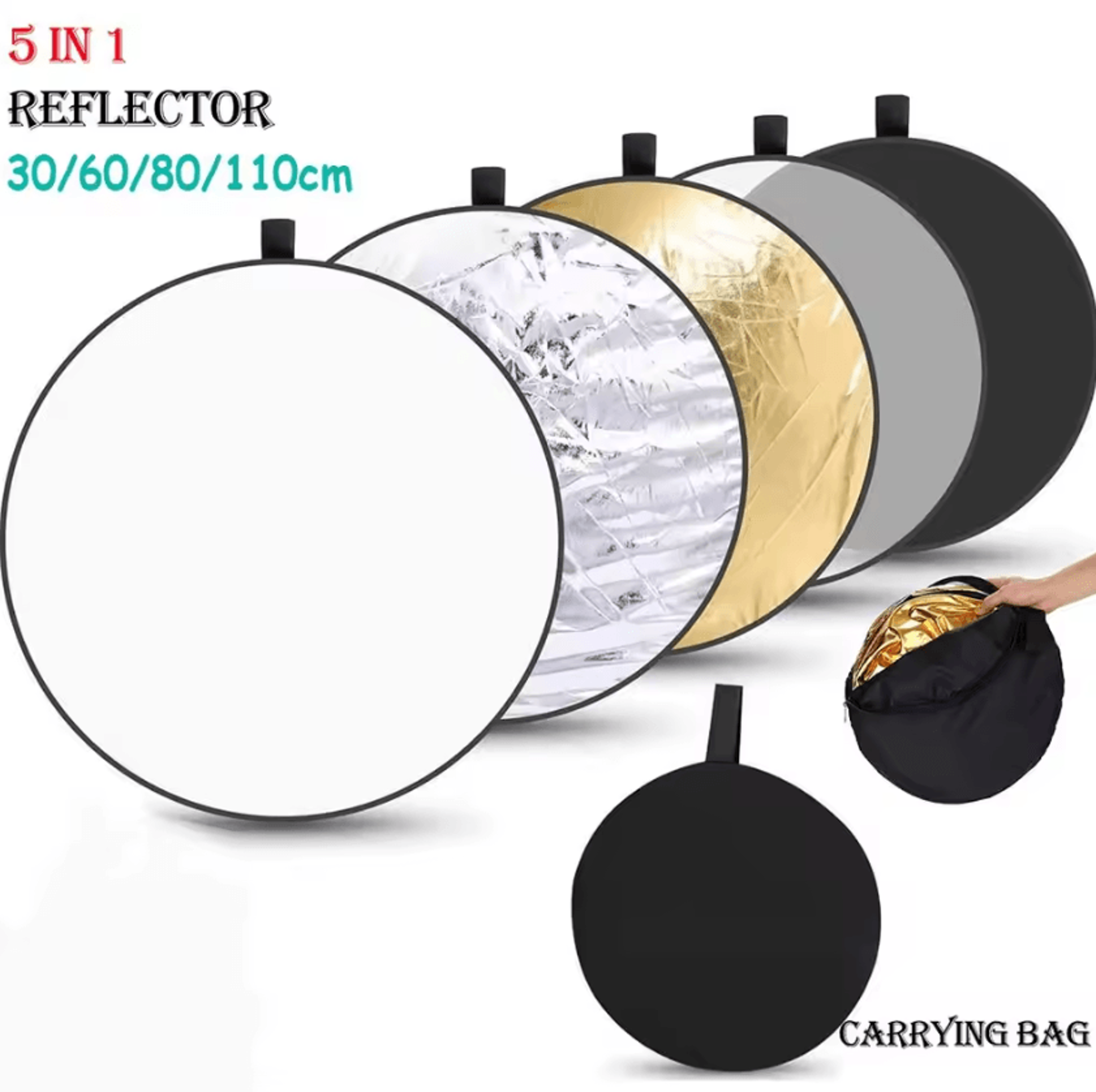 5in1 Collapsible Photography Reflector  Portable Light Diffuser 6080110cm 1