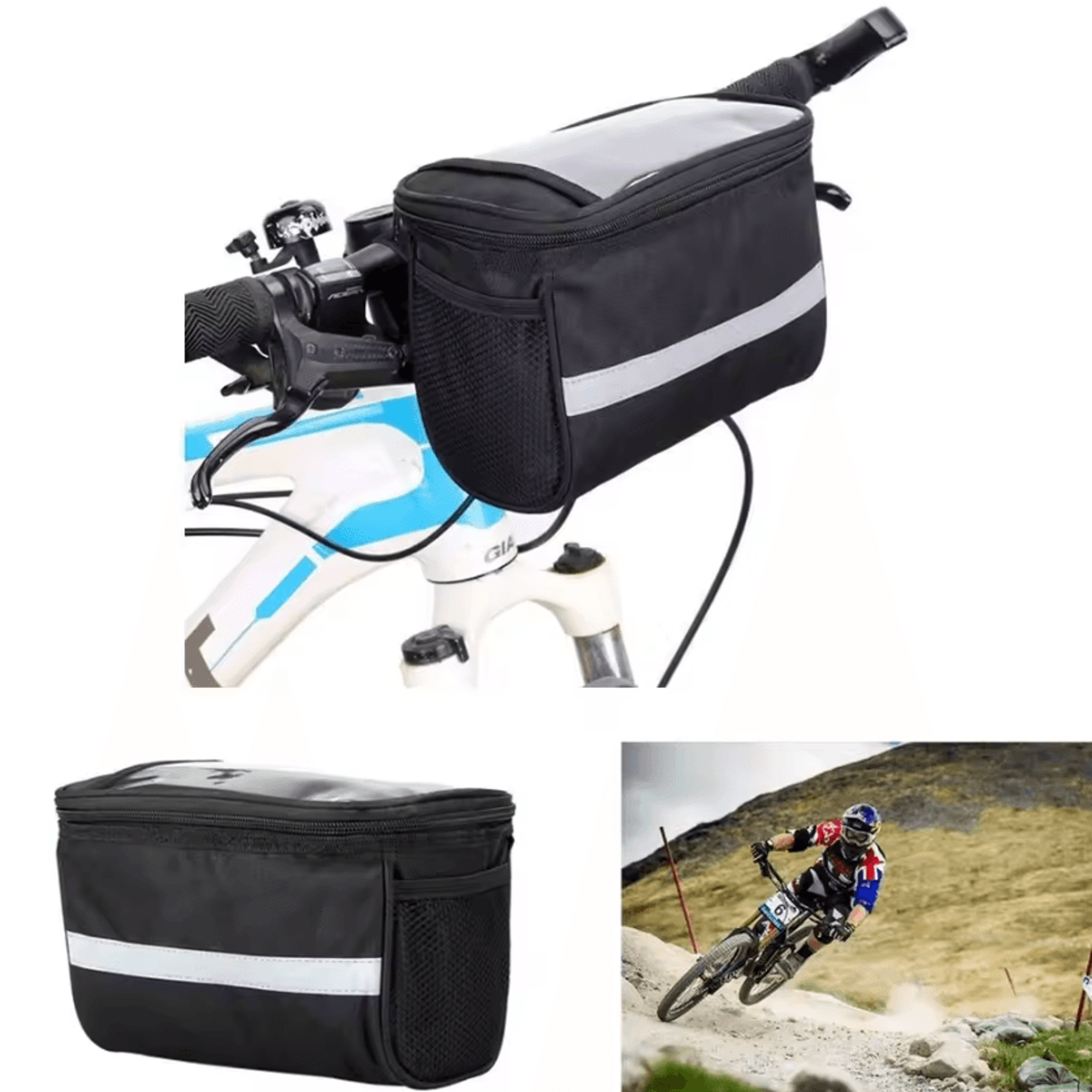 Reflective Bicycle Handlebar Bag  Waterproof Front Tube Storage For Cycling Essentials 1