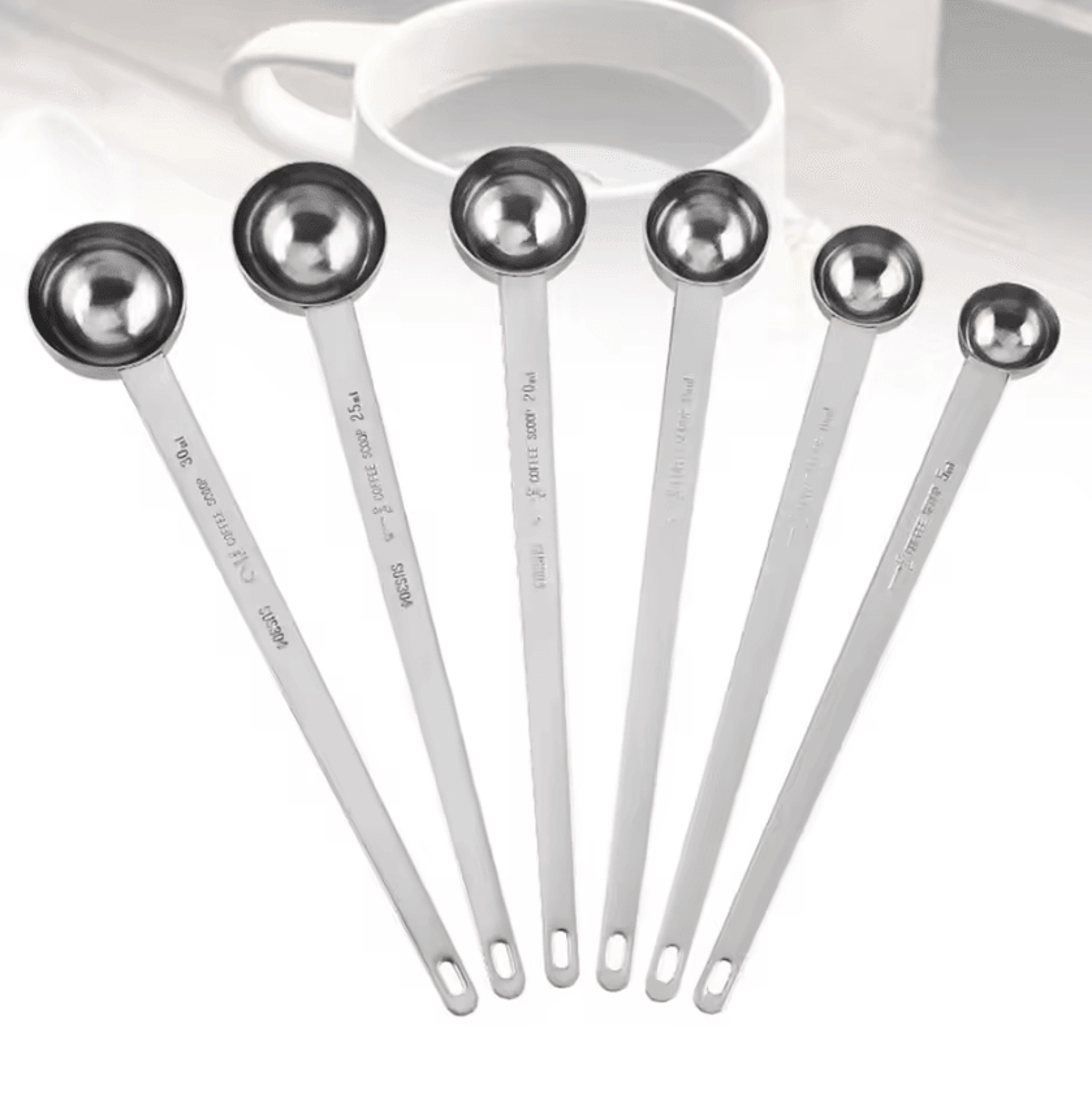 Precision Stainless Steel Measuring Spoon Set  Long Handle Coffee  Kitchen Scoop 530ml 0