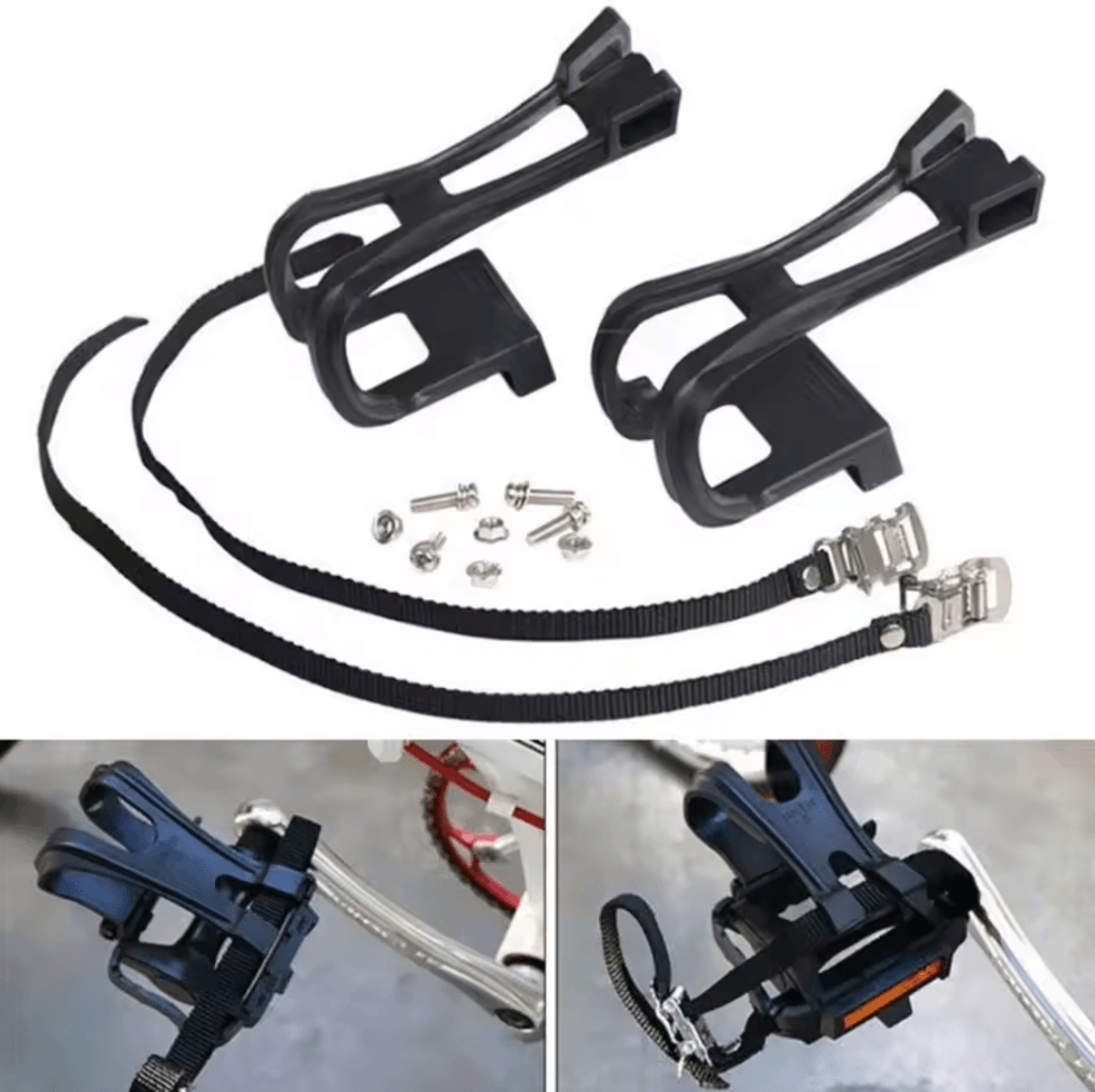 Adjustable Bike Pedal Toe Clip Straps  Secure Cycling Foot Harness For MTB  Road Bikes 0