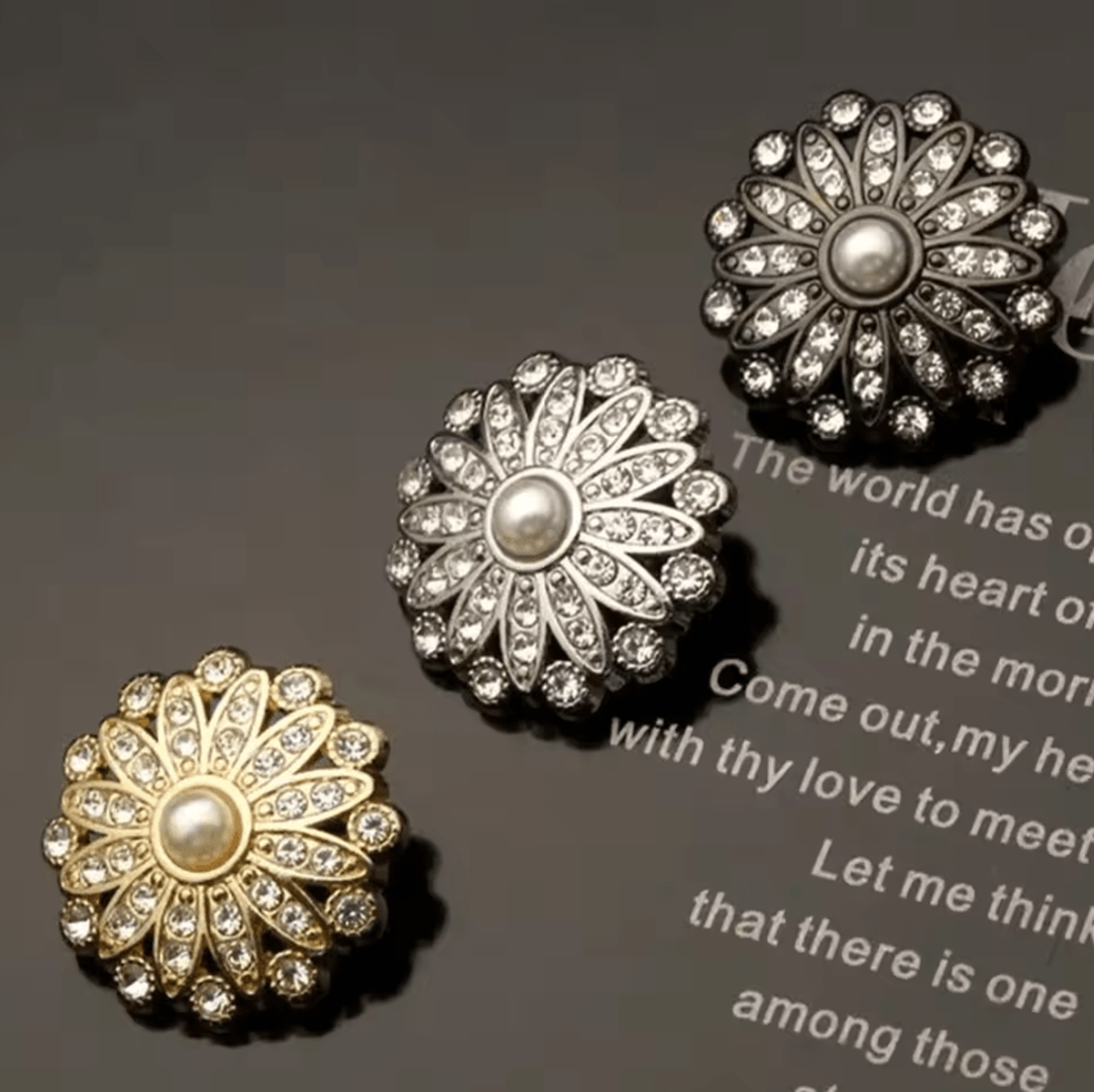 Vintage Pearl Diamond Metal Buttons Set  Elegant DIY Sewing  Clothing Accessories 10pcs 0