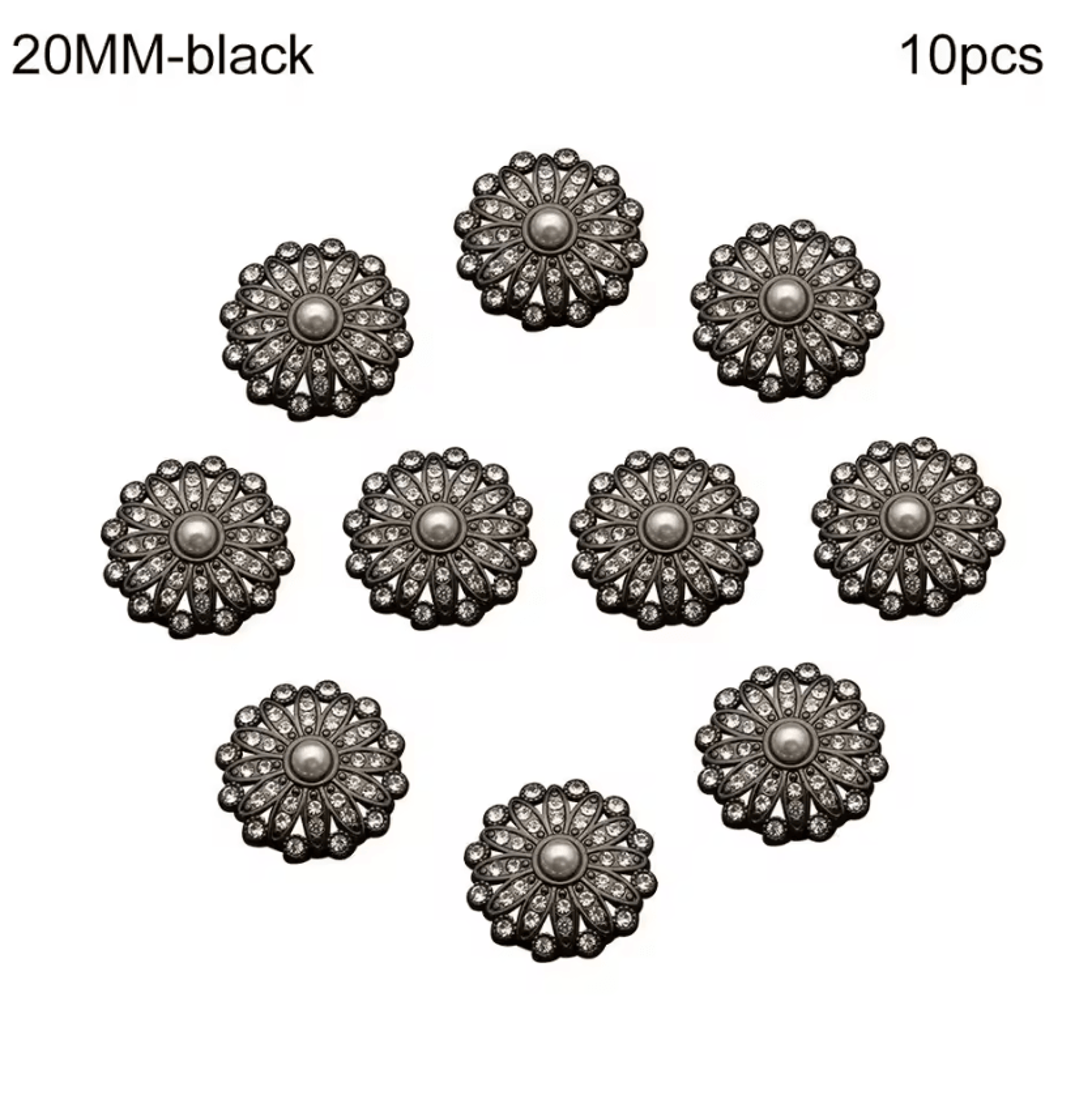 Vintage Pearl Diamond Metal Buttons Set  Elegant DIY Sewing  Clothing Accessories 10pcs 9
