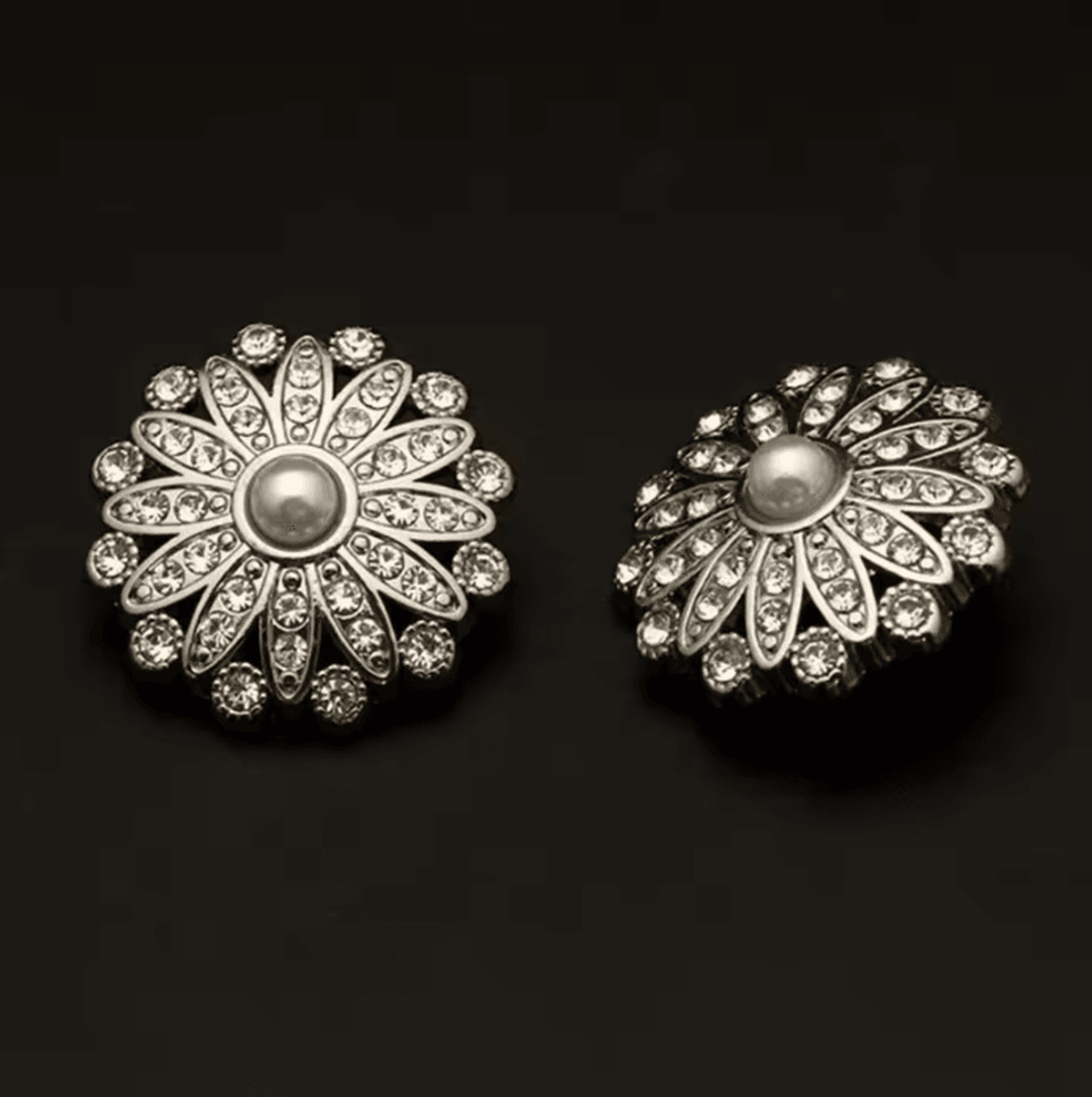Vintage Pearl Diamond Metal Buttons Set  Elegant DIY Sewing  Clothing Accessories 10pcs 1