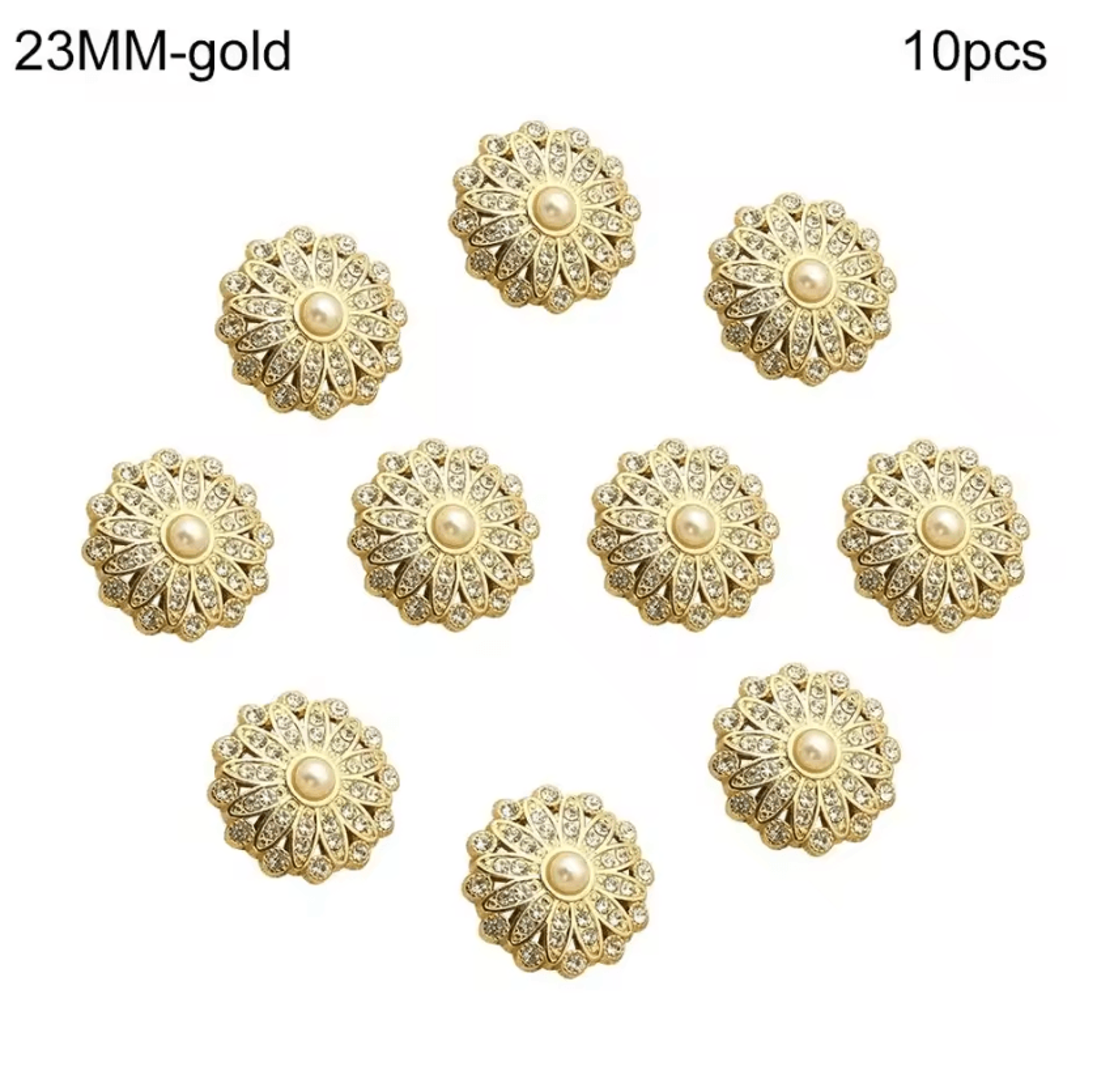 Vintage Pearl Diamond Metal Buttons Set  Elegant DIY Sewing  Clothing Accessories 10pcs 8