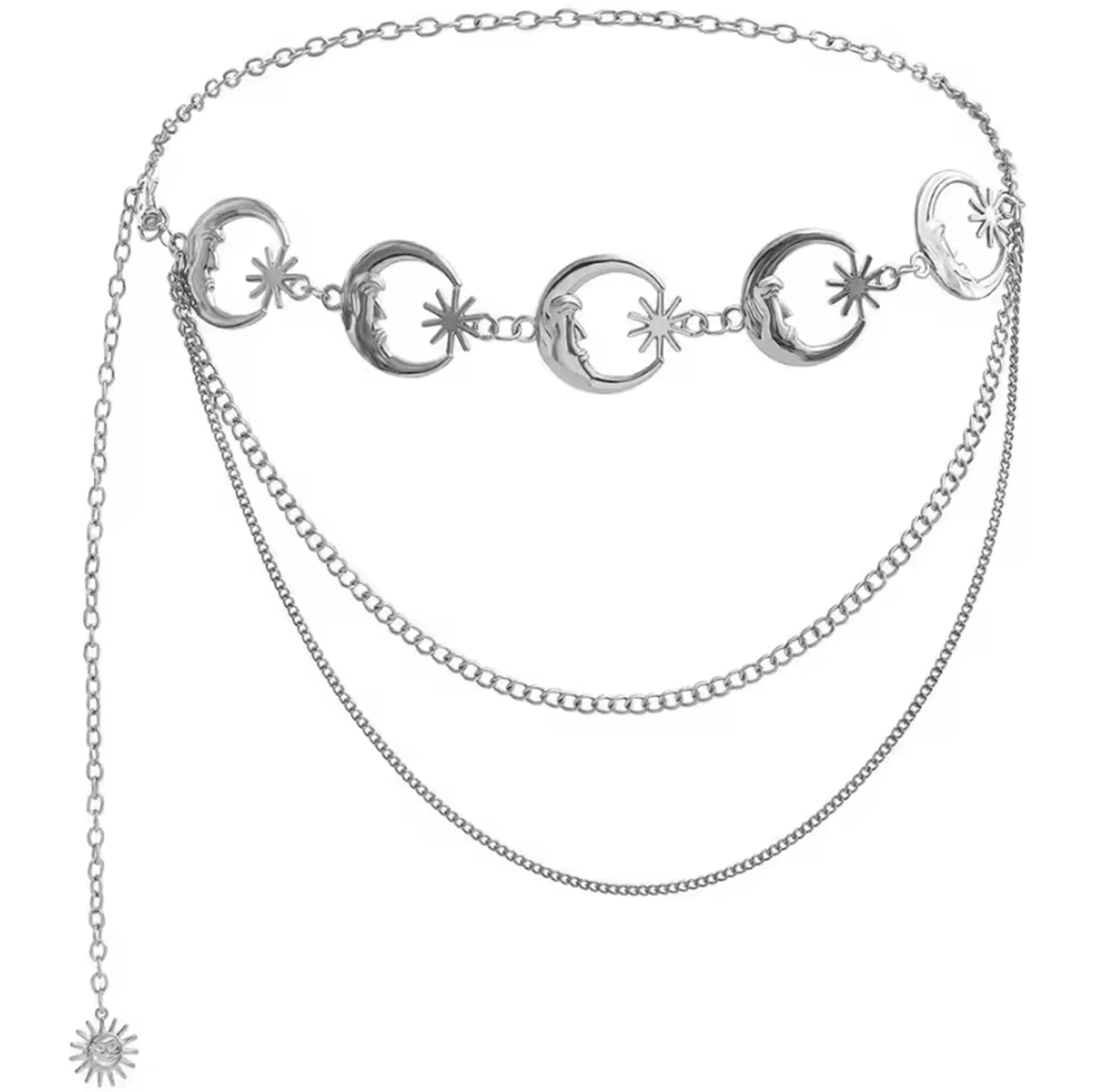 LunaEdge Punk Moon Waist Chain Belt  Layered Vintage Hip Hop Metal Body Chain 4