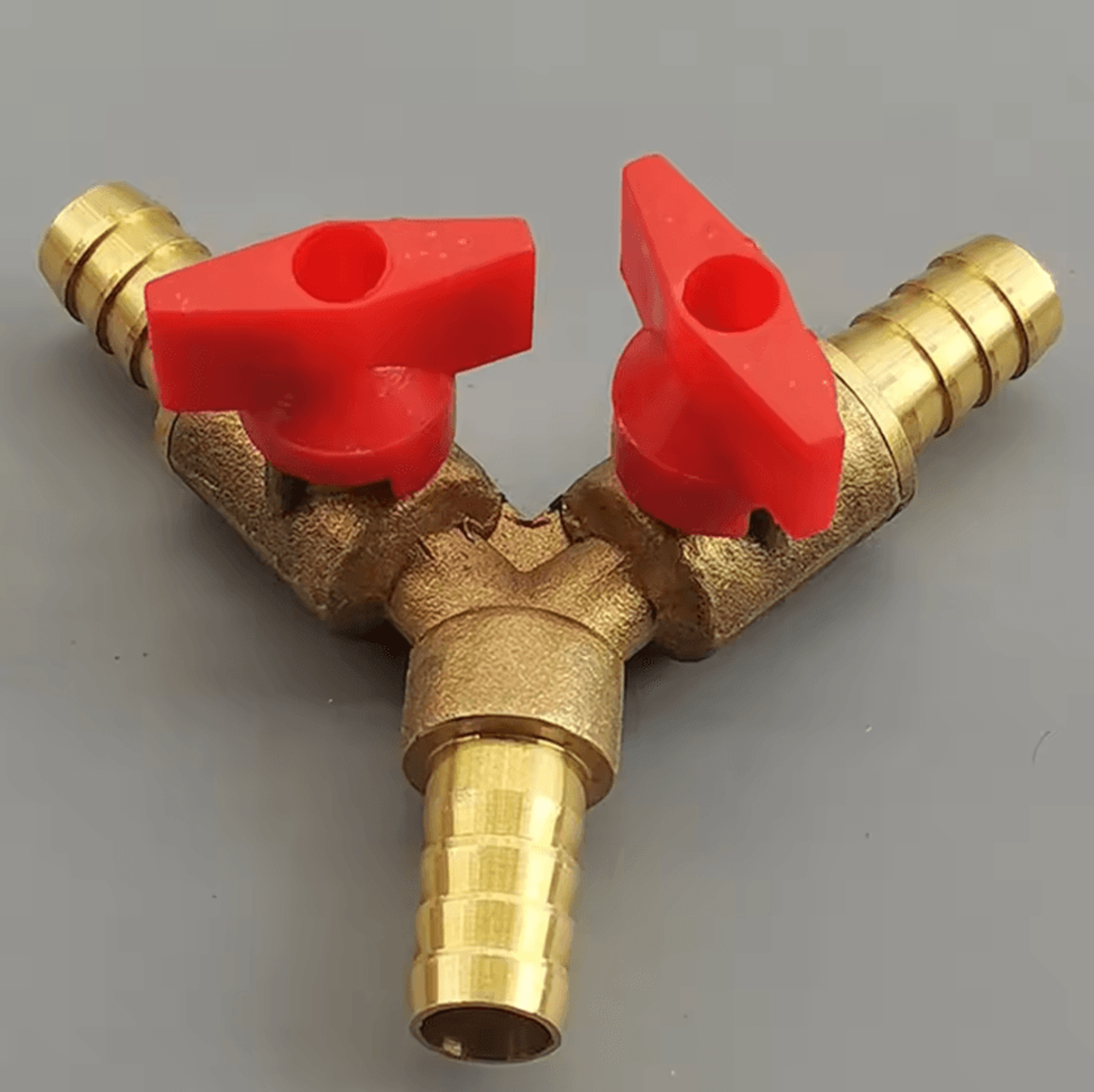 FlowMaster Brass 3Way Hose Barb Valve  YType ShutOff Connector For Water Gas  Fuel 4