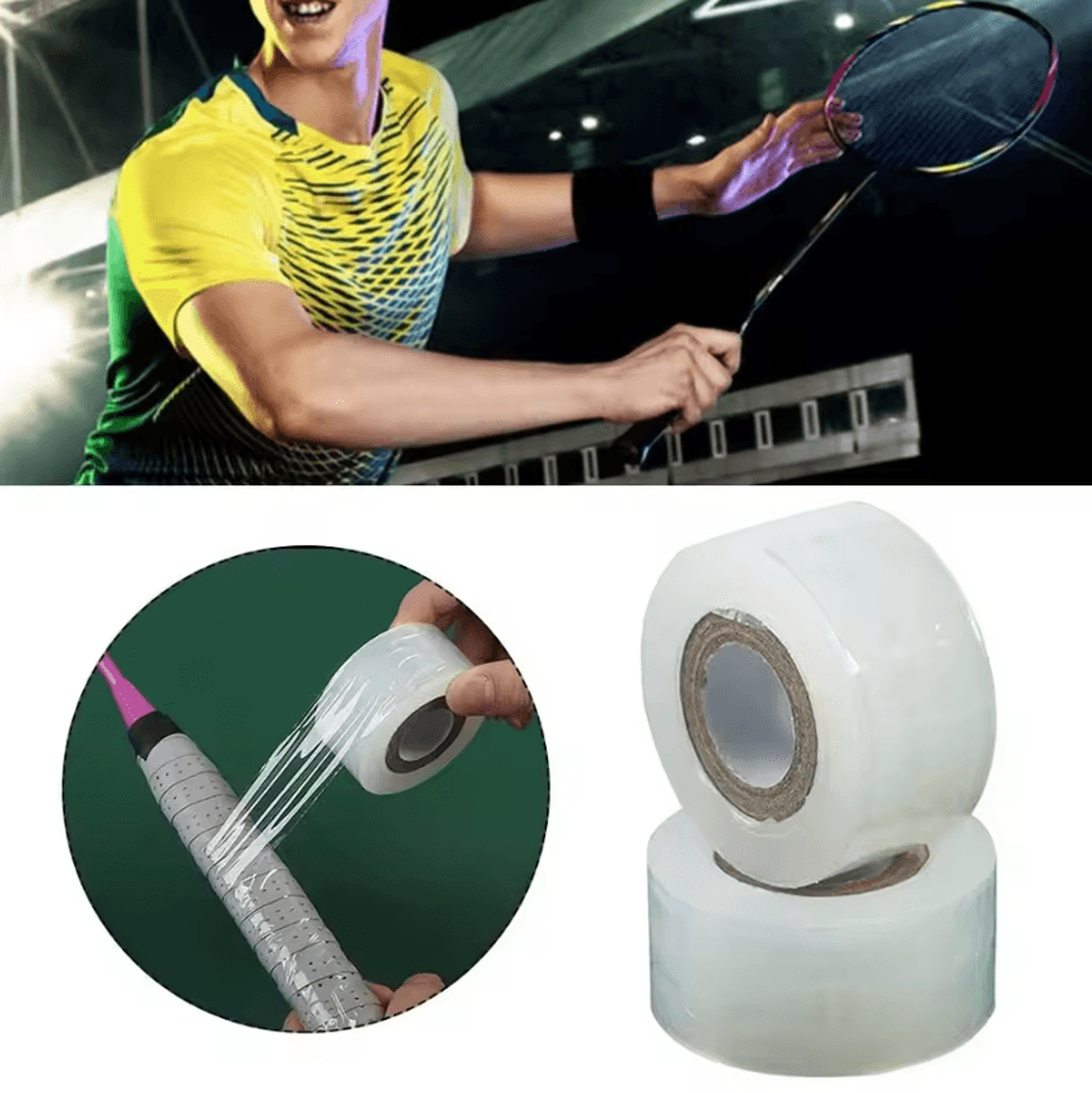 AntiSlip Transparent Badminton Overgrip Wrap  Sweat Absorbent Handle Cushion Tape 2