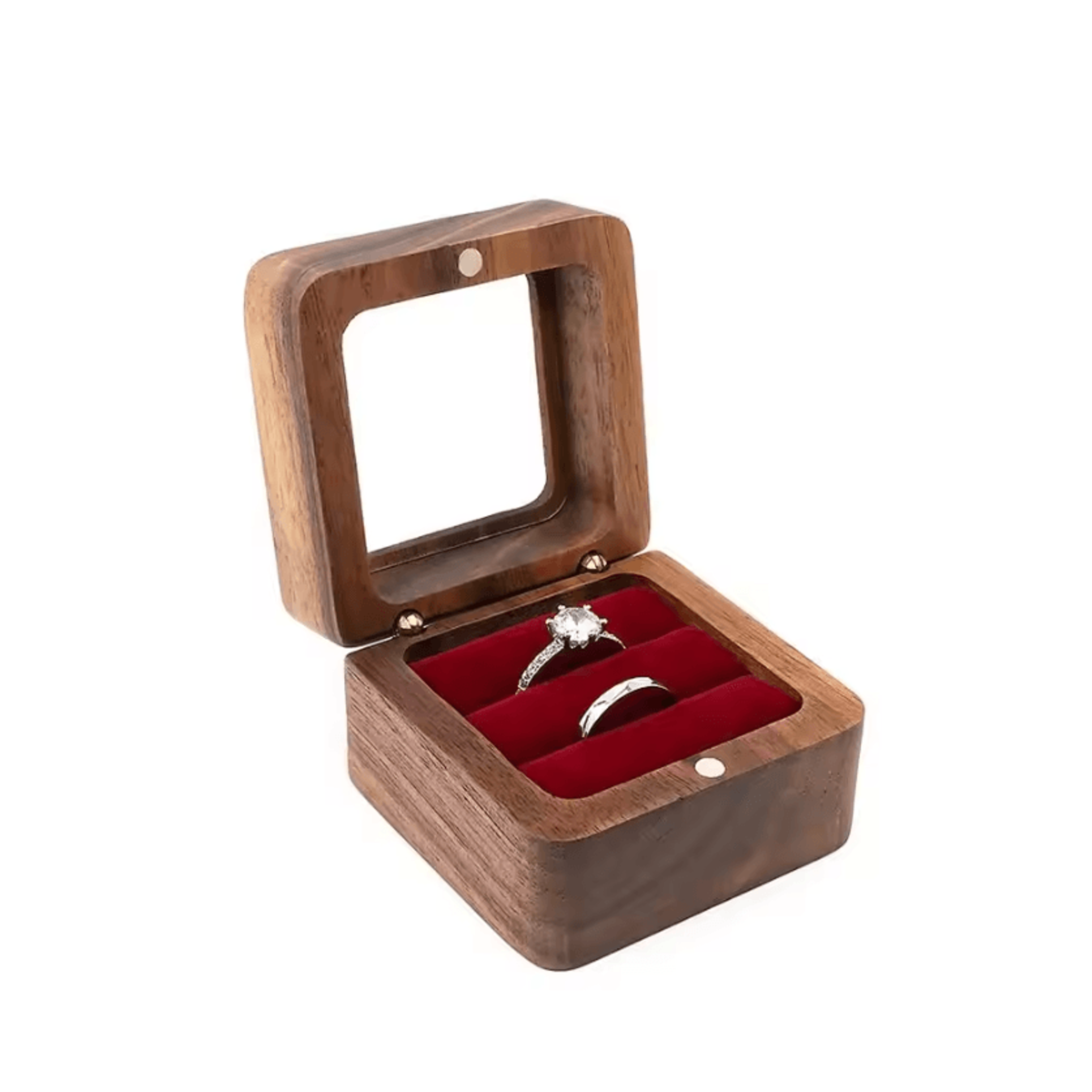 Romantic Wooden Ring Display Box  Elegant Engagement  Wedding Keepsake Holder 9