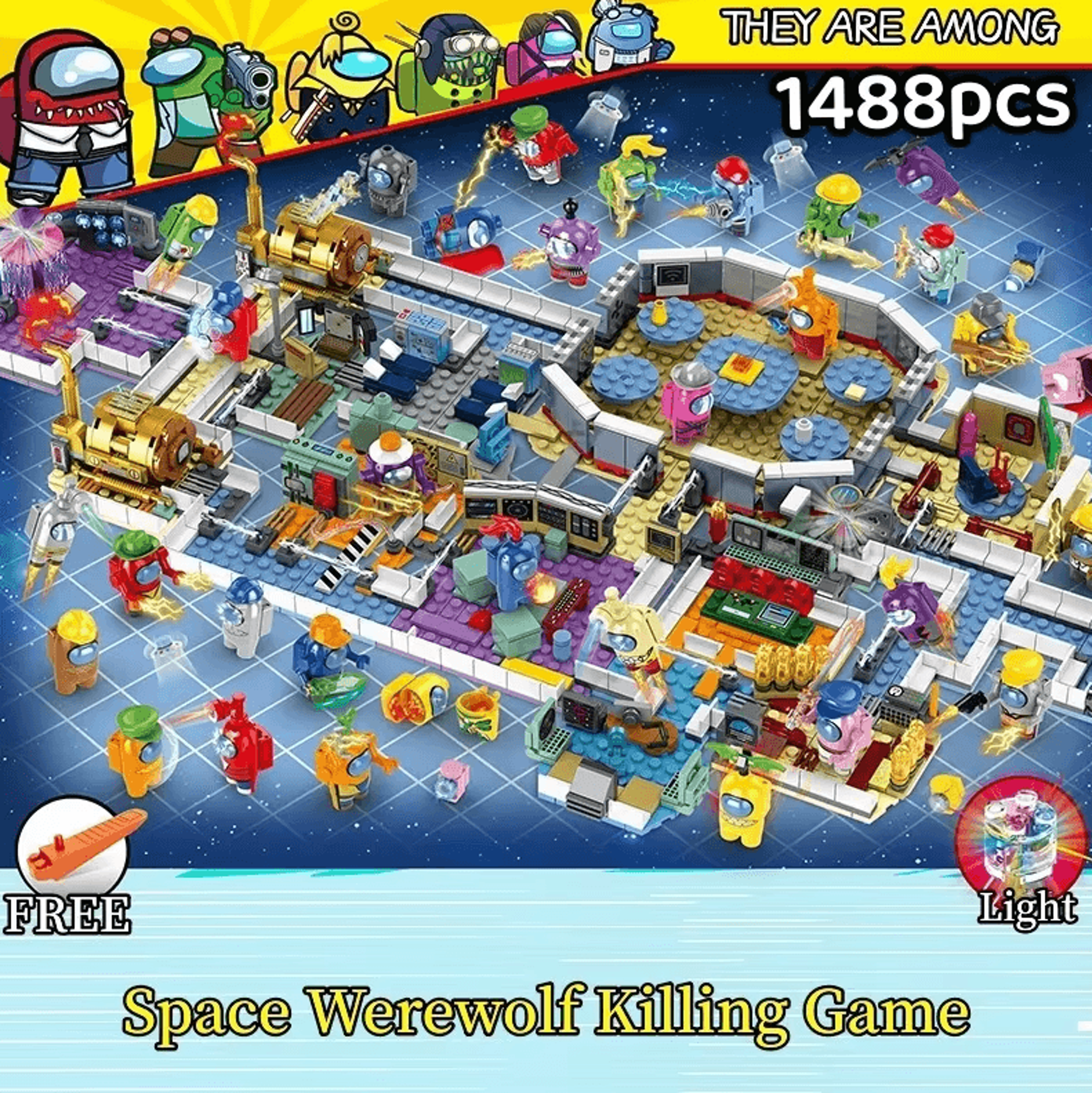 Space Werewolf Game Building Blocks Set  Anime Ghost  Imposter Scene DIY Toy Kit 1