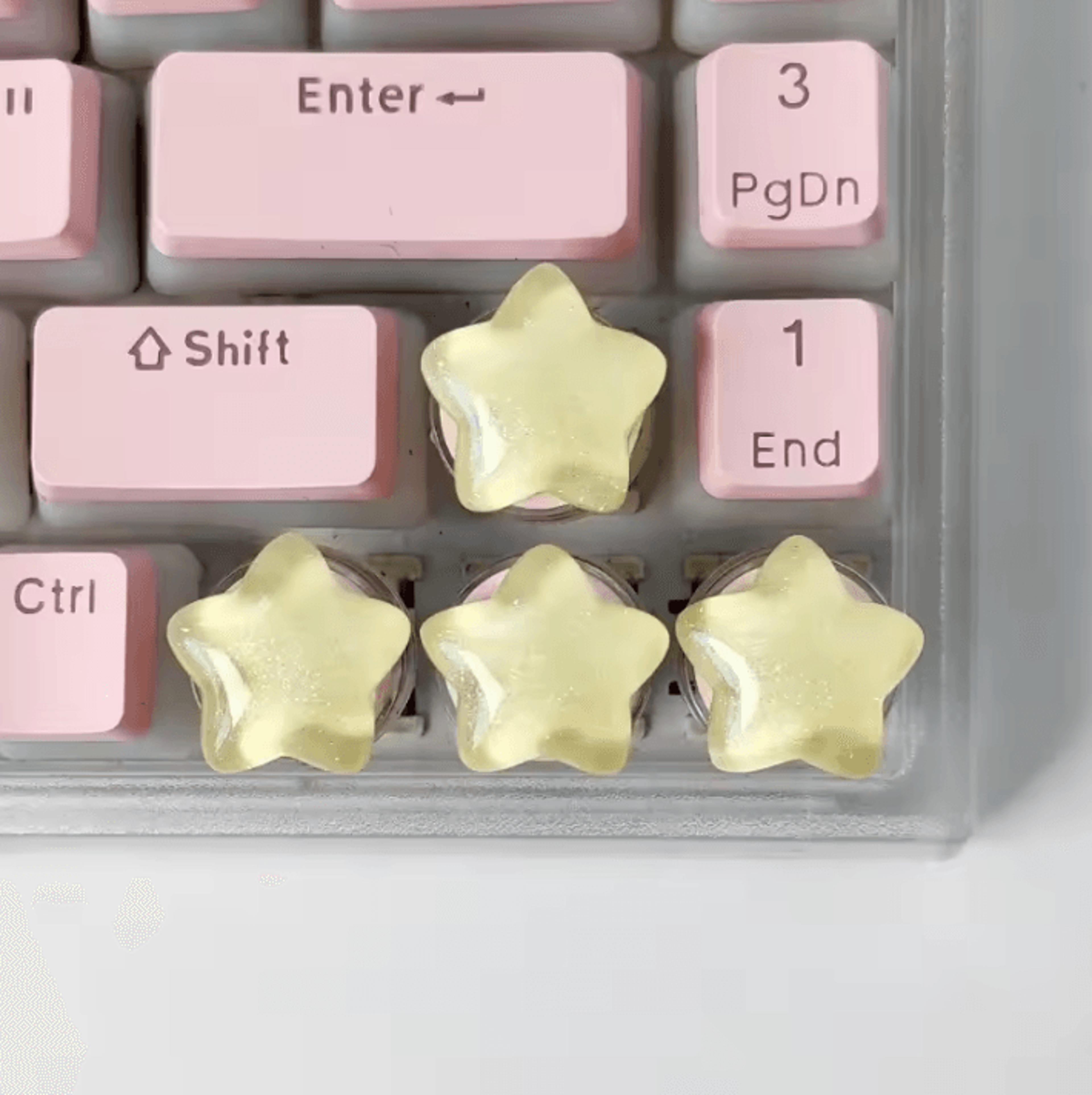 Cute Translucent Star Keycaps Set  4PCS Aesthetic Mechanical Keyboard Caps 1