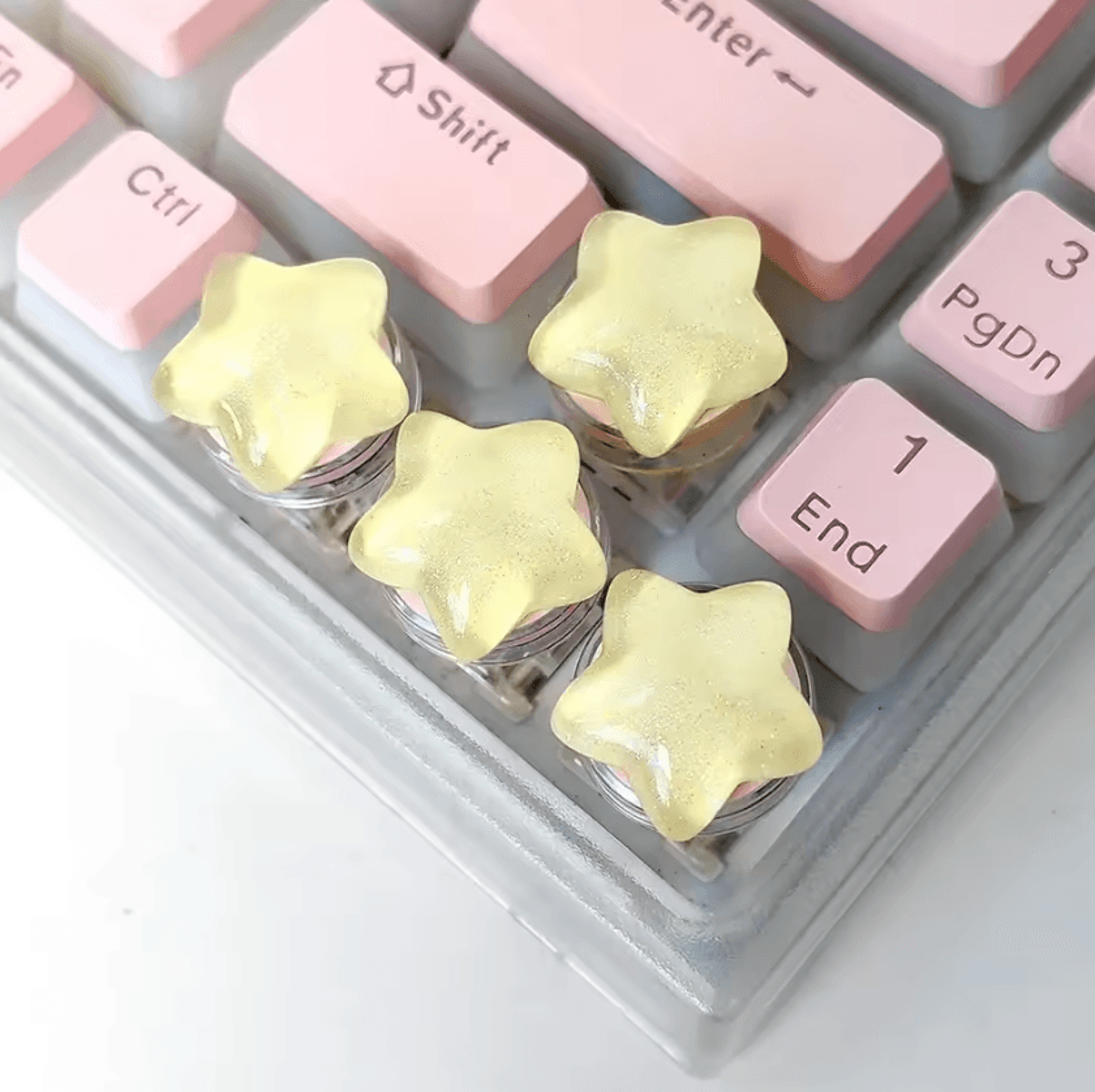 Cute Translucent Star Keycaps Set  4PCS Aesthetic Mechanical Keyboard Caps 3